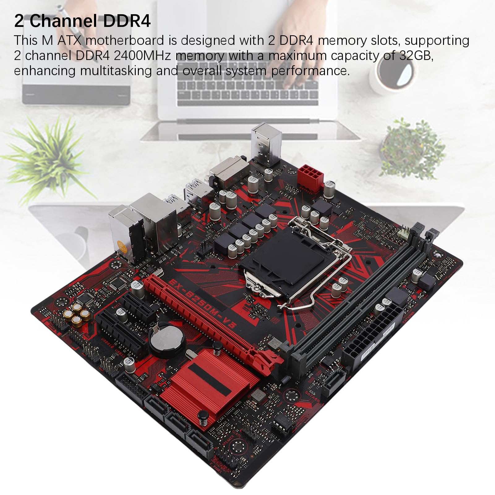 Scheda Madre B250M V3, M ATX 2 DDR4 DIMM Slot per LGA 1151 7a 6 ° Gen per Core I7 I5 I3 I3 14nm Processore CPU Supporto Scheda Madre Supporto a 2 Canali DDR4 2400MHz Pci E 3.0