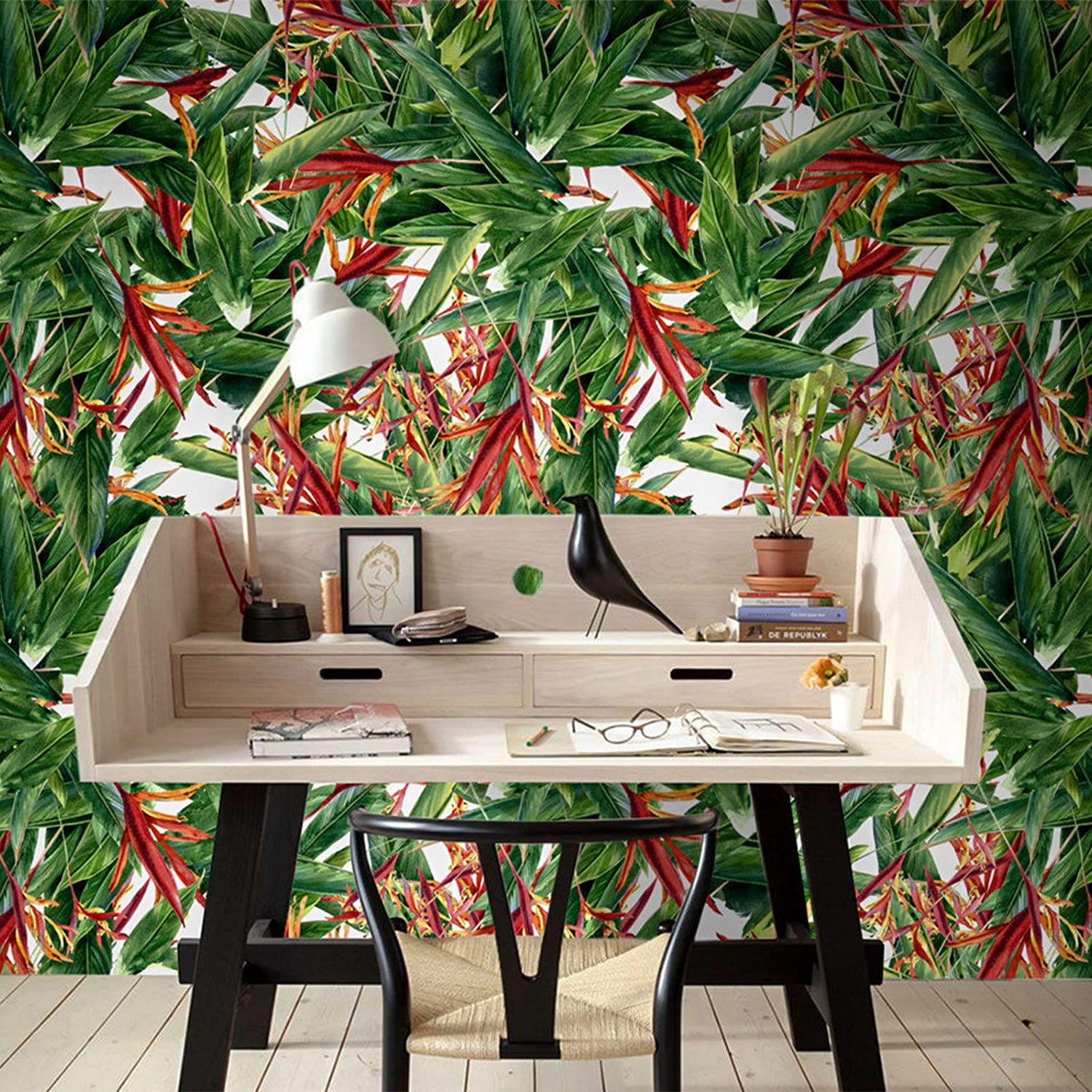 Papier peint meuble fleur en latex résistant de taille 250x104cm