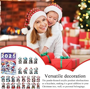 Christmas Panda Advent 24 Days 2D Acrylic Countdown Calendar Ornaments
