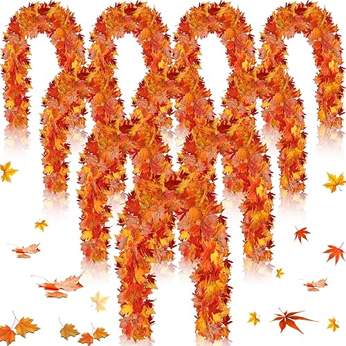 Guirnalda de hojas de arce de otoño de 5.7 pies, guirnalda de hojas de arce artificiales, decoración de hojas de otoño, plantas artificiales