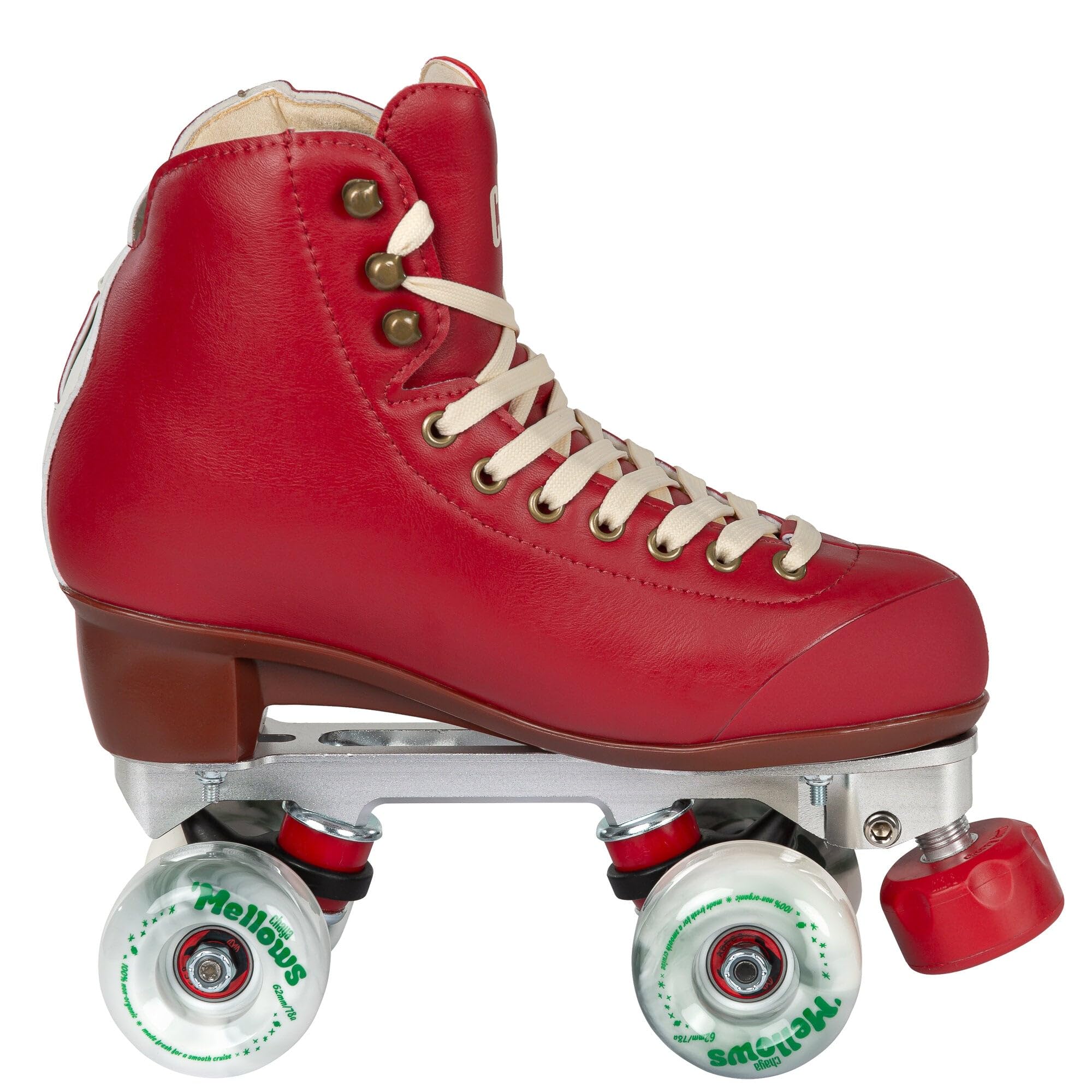 Chaya Rollschuhe Melrose Premium Berry Red - Roller Skates für Damen und Herren im Retro-Look für Roller-Disco - Roll-Schuhe in Rot