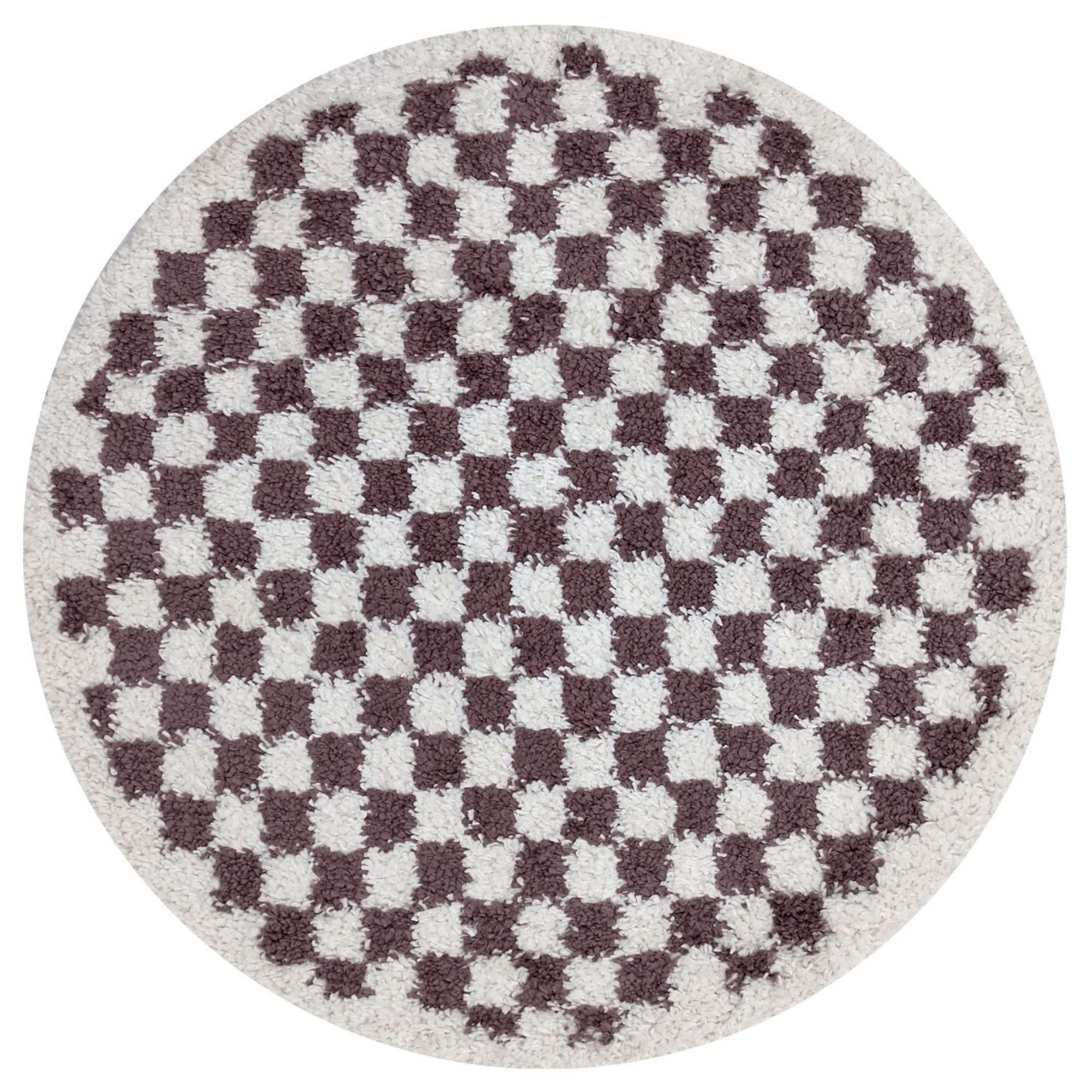 The Rugs Purple Moodi Shaggy Mosscheck Rug - Ø 120 Cm