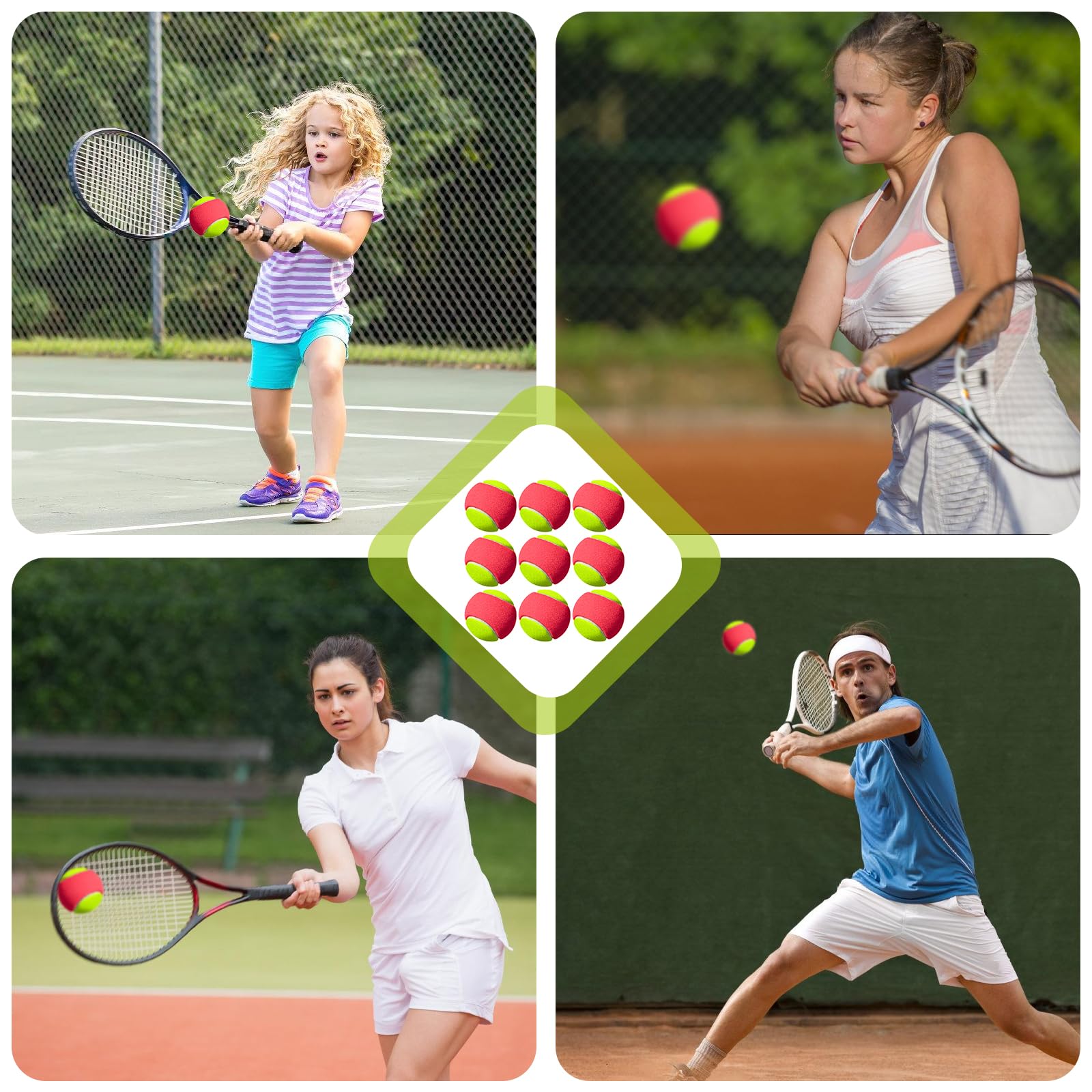 Lot de 9 balles de tennis stade 3 orange pour débutants et enfants