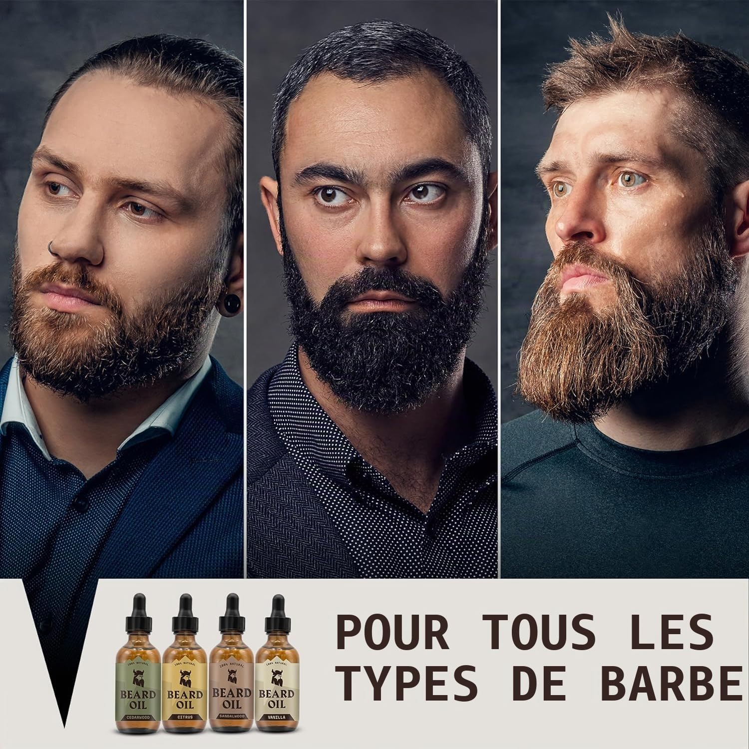 Striking Viking Lot de 4 huiles à barbe pour homme – Infusion adoucissante de style barbier – Favorise une croissance plus complète de la barbe – Senteurs De Santal, De Vanille, De Cèdre et D'agrumes