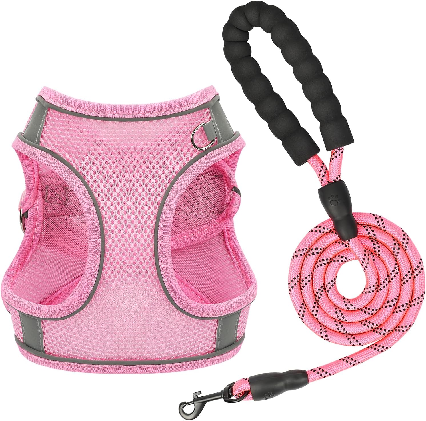 FYY Dog Harness and Lead Set, Soft Mesh NoChoke Reflective Adjustable