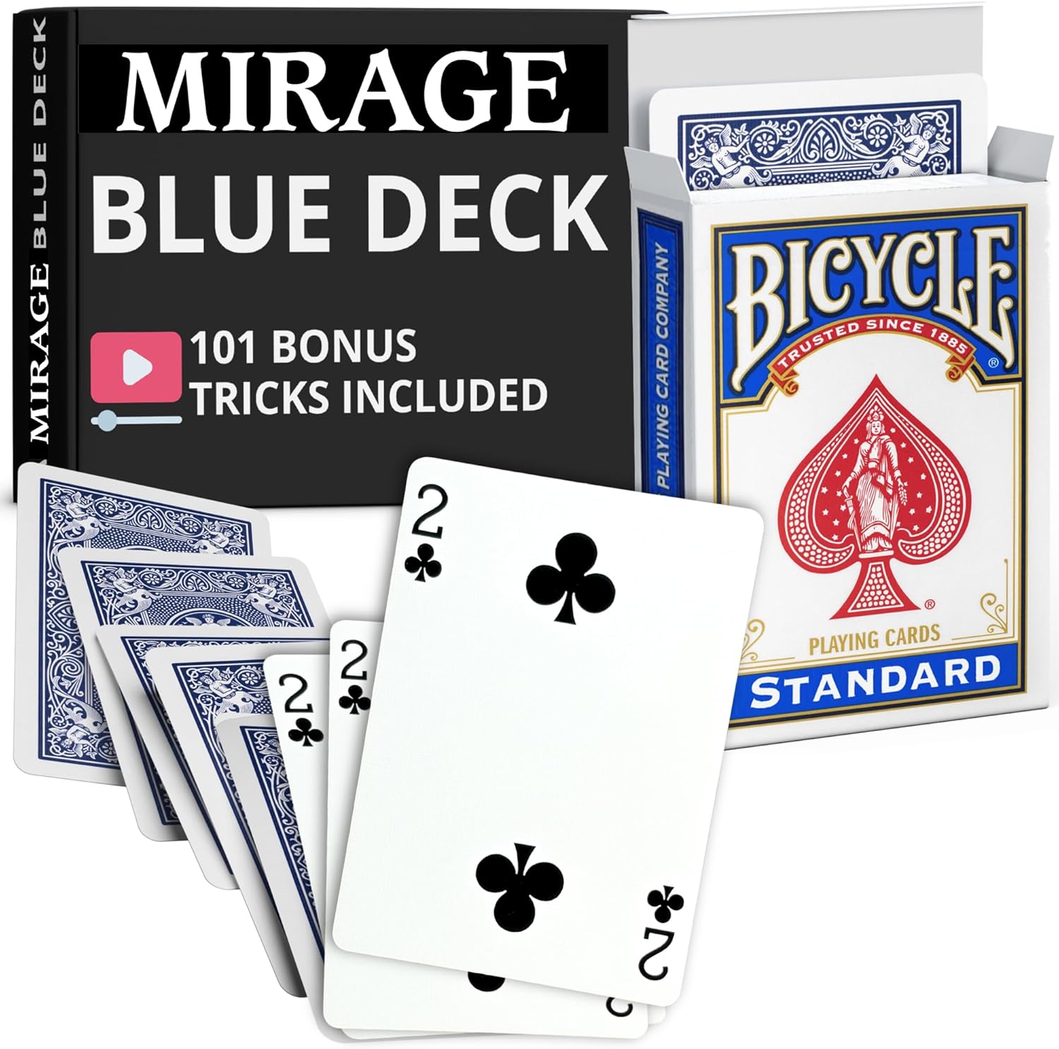 Ted's Sterling Magic Rider Back Mirage Deck (Super Svengali) Trick (Blue Back, 2 of Clubs)