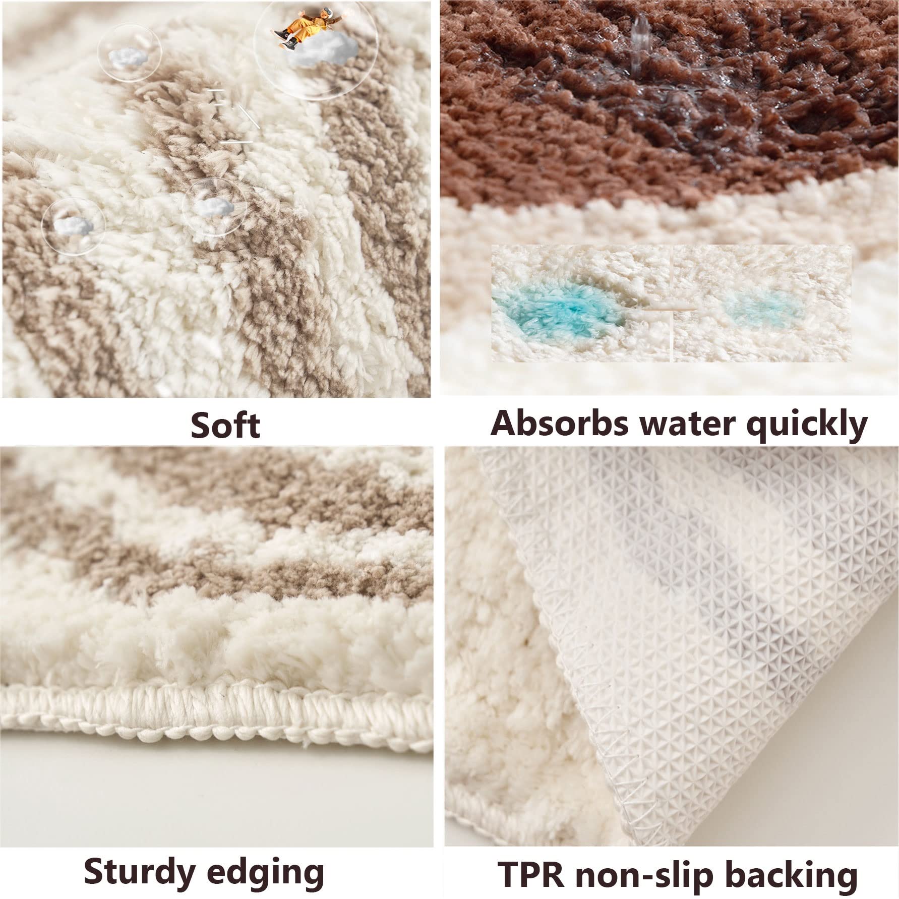 Tappeti da Bagno a Pelo Lungo Antiscivolo, Tappetino Lavabile in Lavatrice Assorbente d'Acqua per Vasca, Doccia e Bagno (Blanco : Gris, Size : 40 * 60cm)