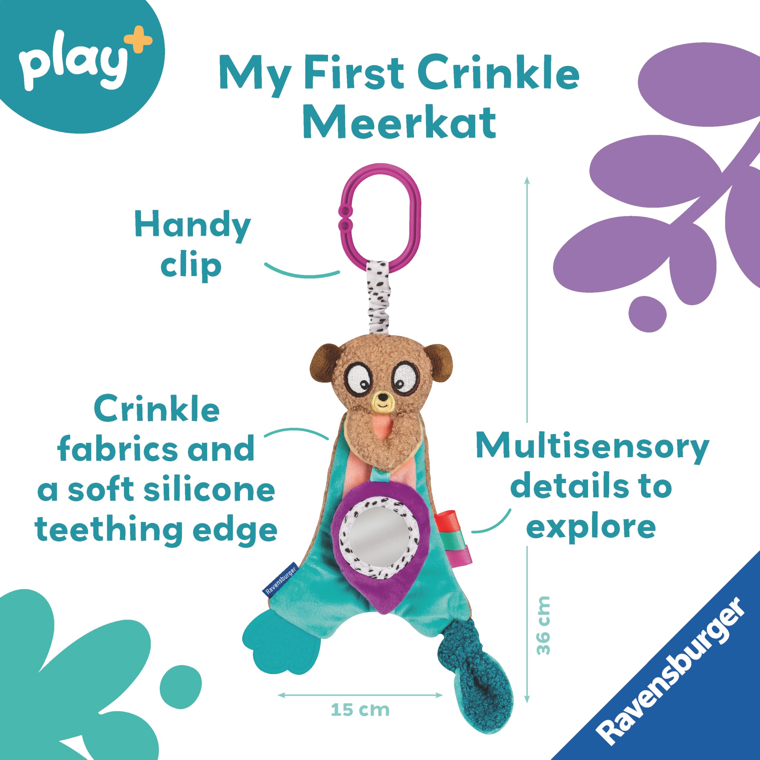 Ravensburger Play+ Cuddle & Play Meercat - Baby Toys 0 Month - Sensory New Born Gift, Multicolor - Image 2