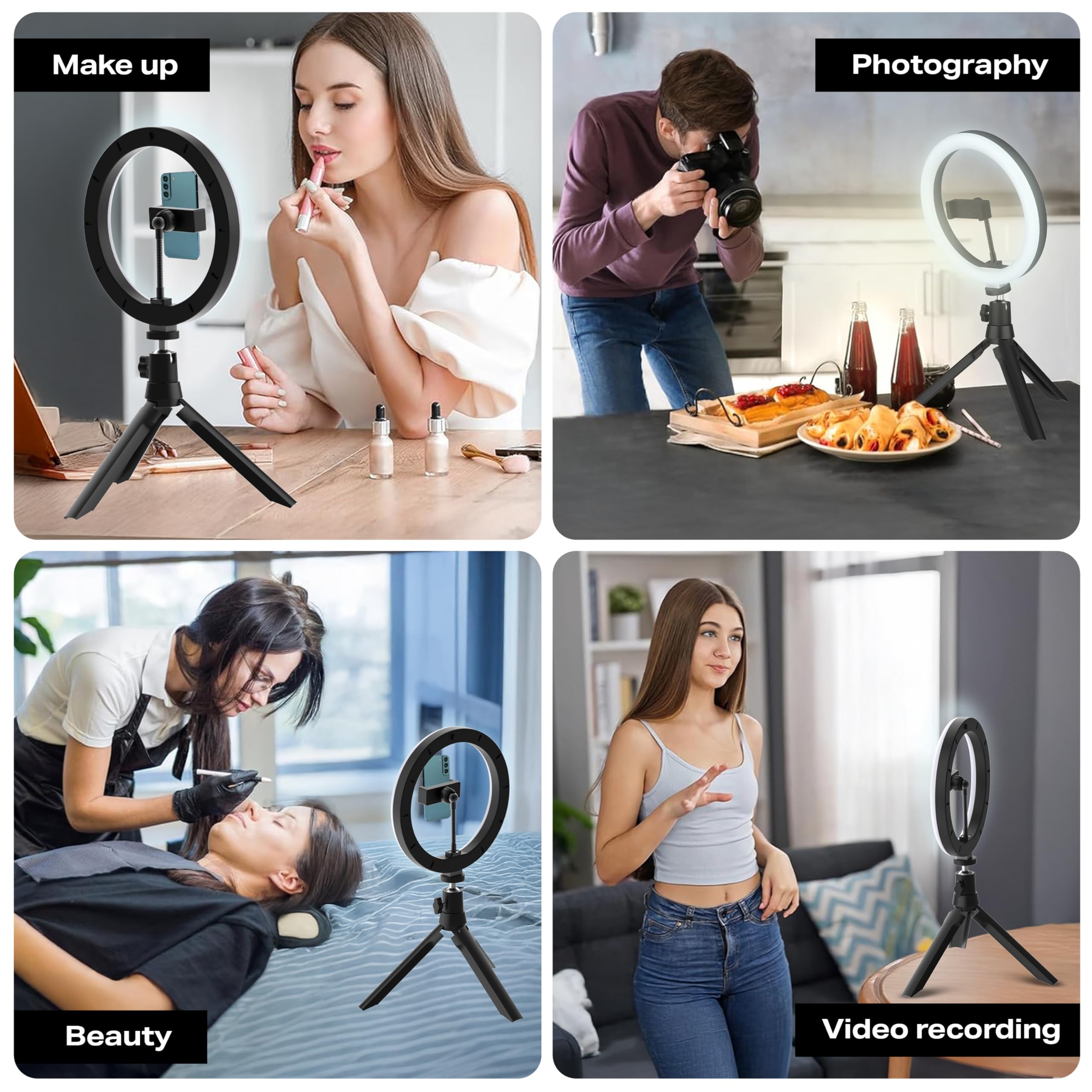 Tygot 10 Inches Ring Light with Tripod & USB, 3 Color Modes & 10 Brightness Levels, 360° Rotation Ring Light for Vlogging, Makeup, YouTube, Photoshoots, Live Streaming & Studio Lighting — Amazon image 7