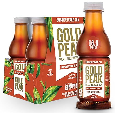 Gold Peak Tea, Unsweet Tea, 16.9 fl oz, 6 Pack
