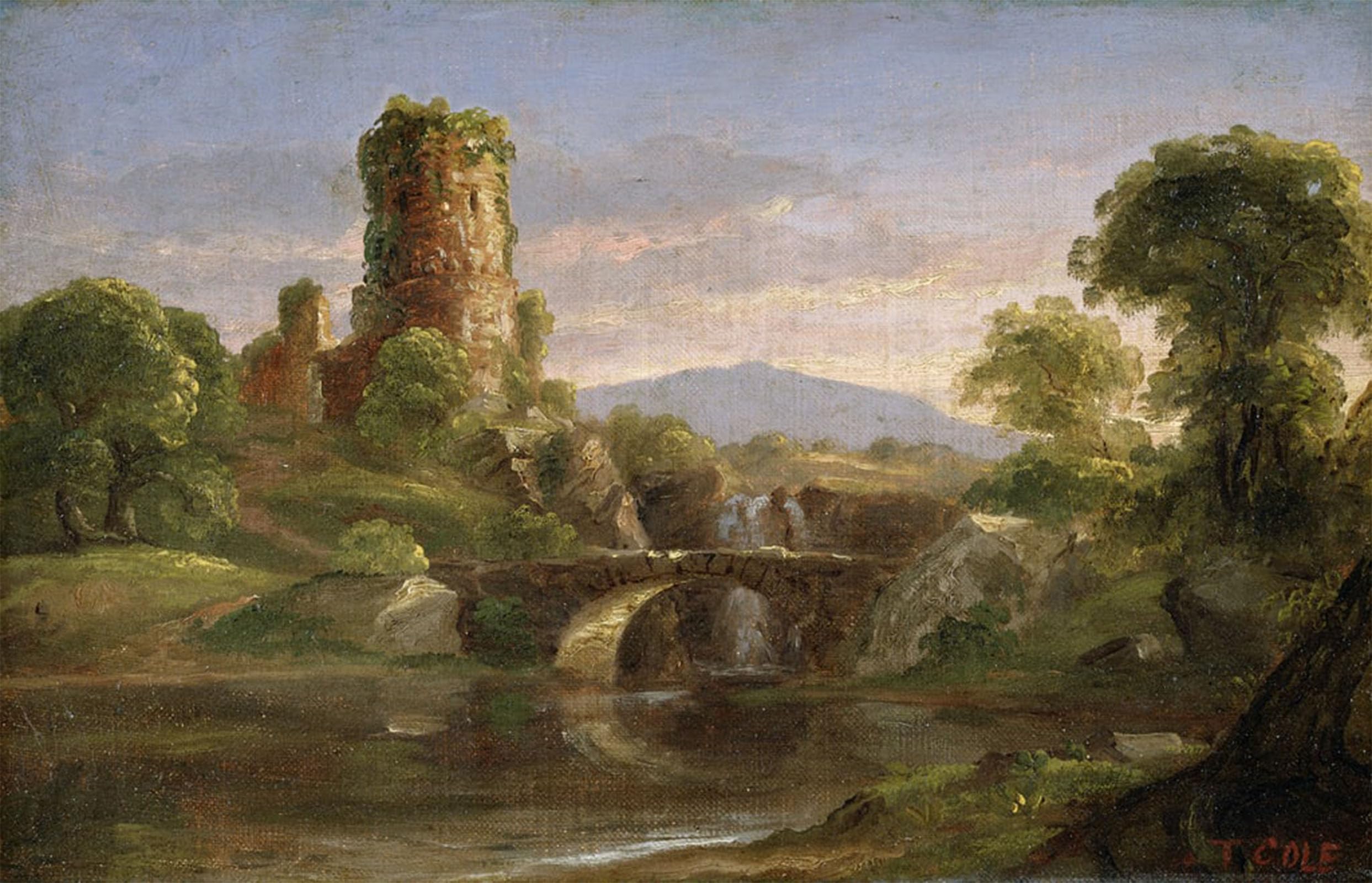 ARTXLXXBN Famous Prints Artwork Pictures Poster Painting Art Castle and River by Thomas Cole Artwork Landscape Pictures for Home Decor 60x90cm