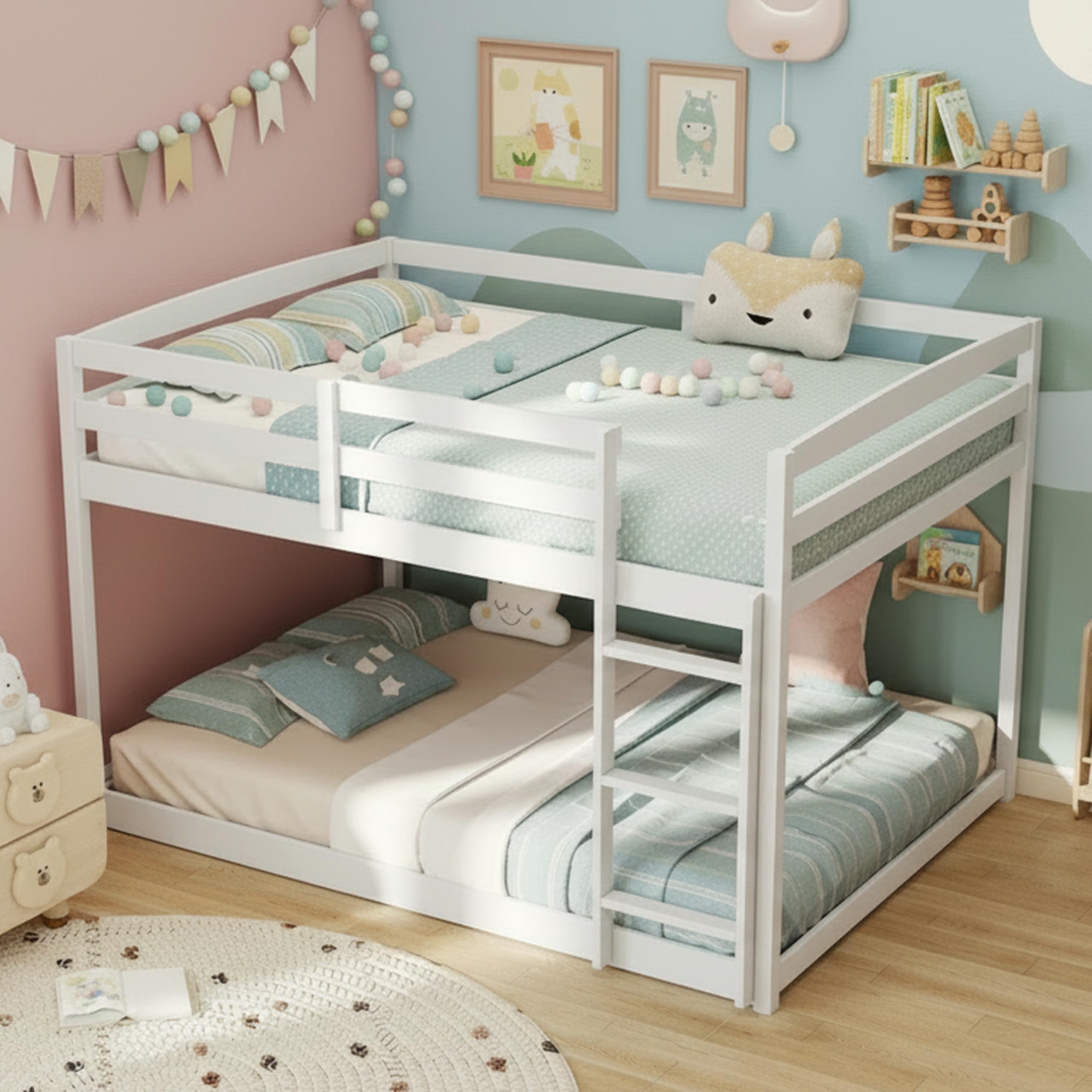 KOMFOTT Low Bunk Bed Full Over Full