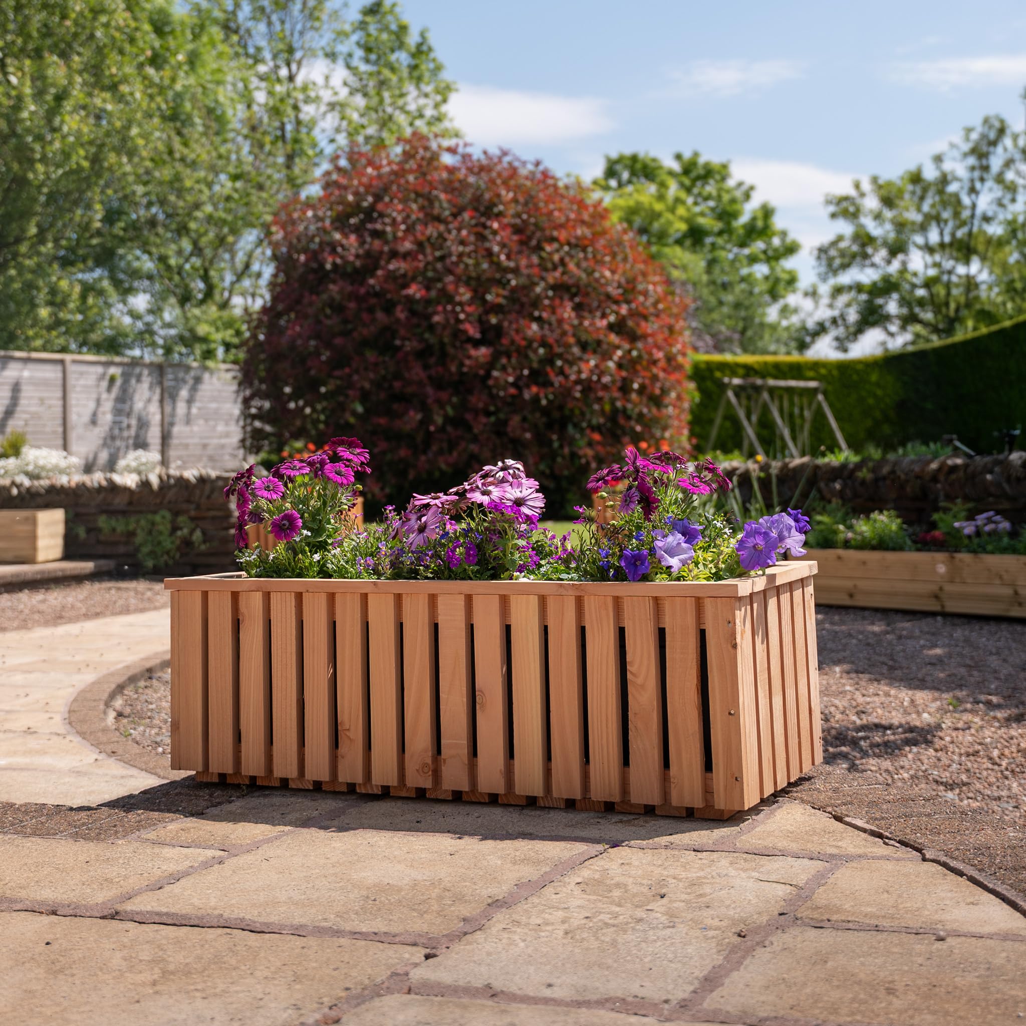 Ruby Ready Larch Slatted Planter 0.6M L X 0.3M W
