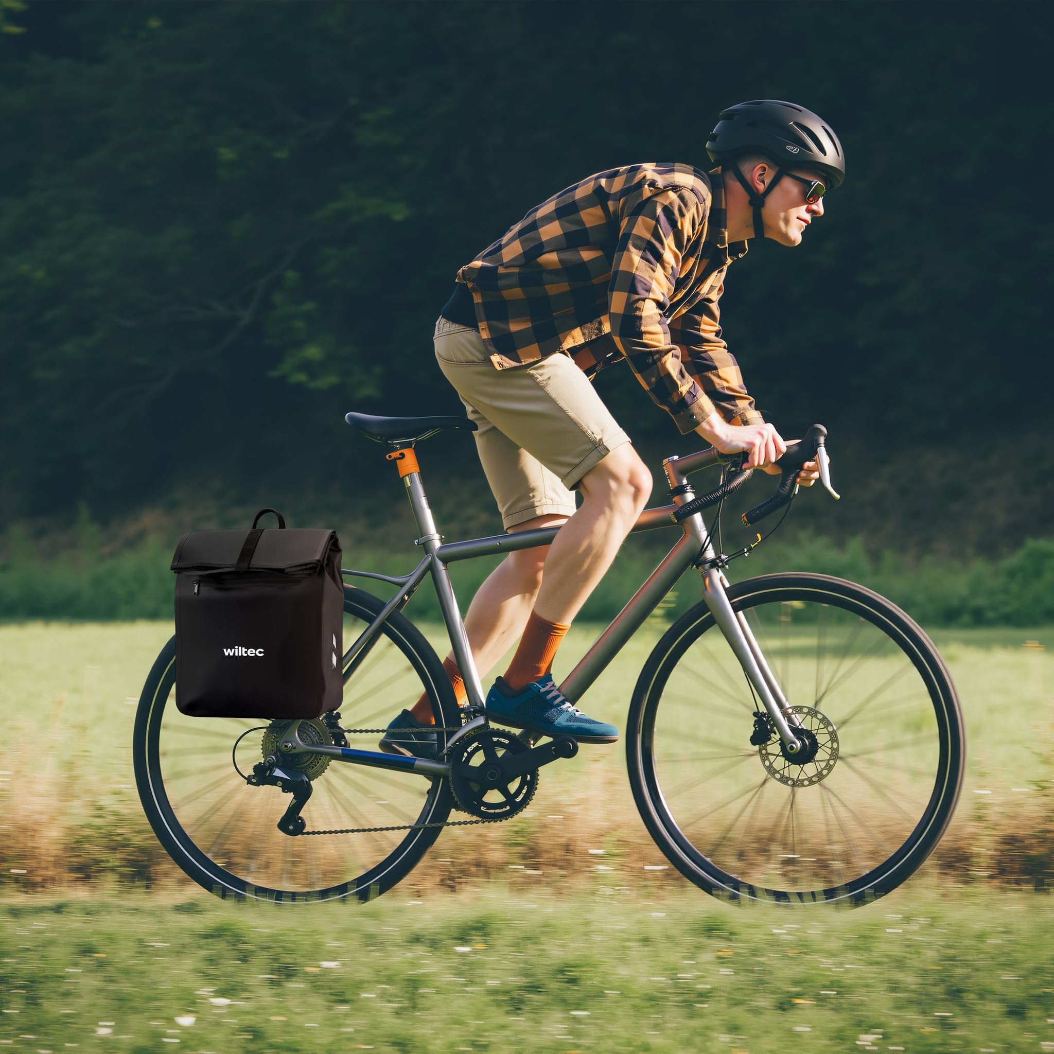 WilTec Sacoche étanche pour Porte-Bagages Noire – capacité de 22 L – en PVC – pour vélos et vélos électriques – Sac de Bicyclette – Cyclisme, Courses, Excursions