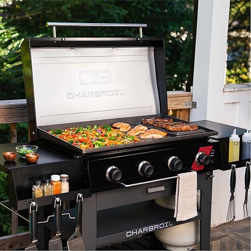 Miniatura 10 de Charbroil Performance Series Deluxe 463285924 - Plancha de gas propano de 36 pulgadas con carrito de 4 quemadores, color negro
