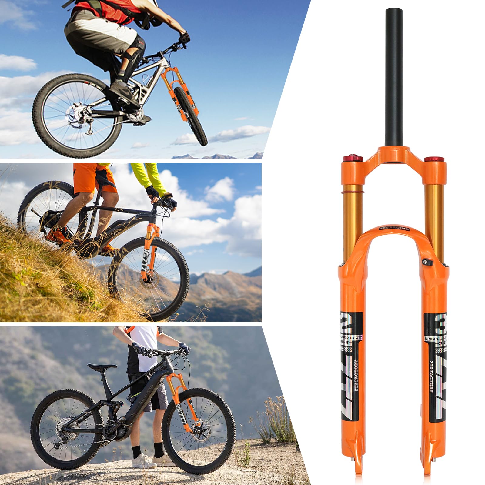 Horquilla delantera de montaña, amortiguador de presión de aire, horquilla de bicicleta, accesorios de aleación de magnesio 26/27.5/29 (27.5, control de hombro)