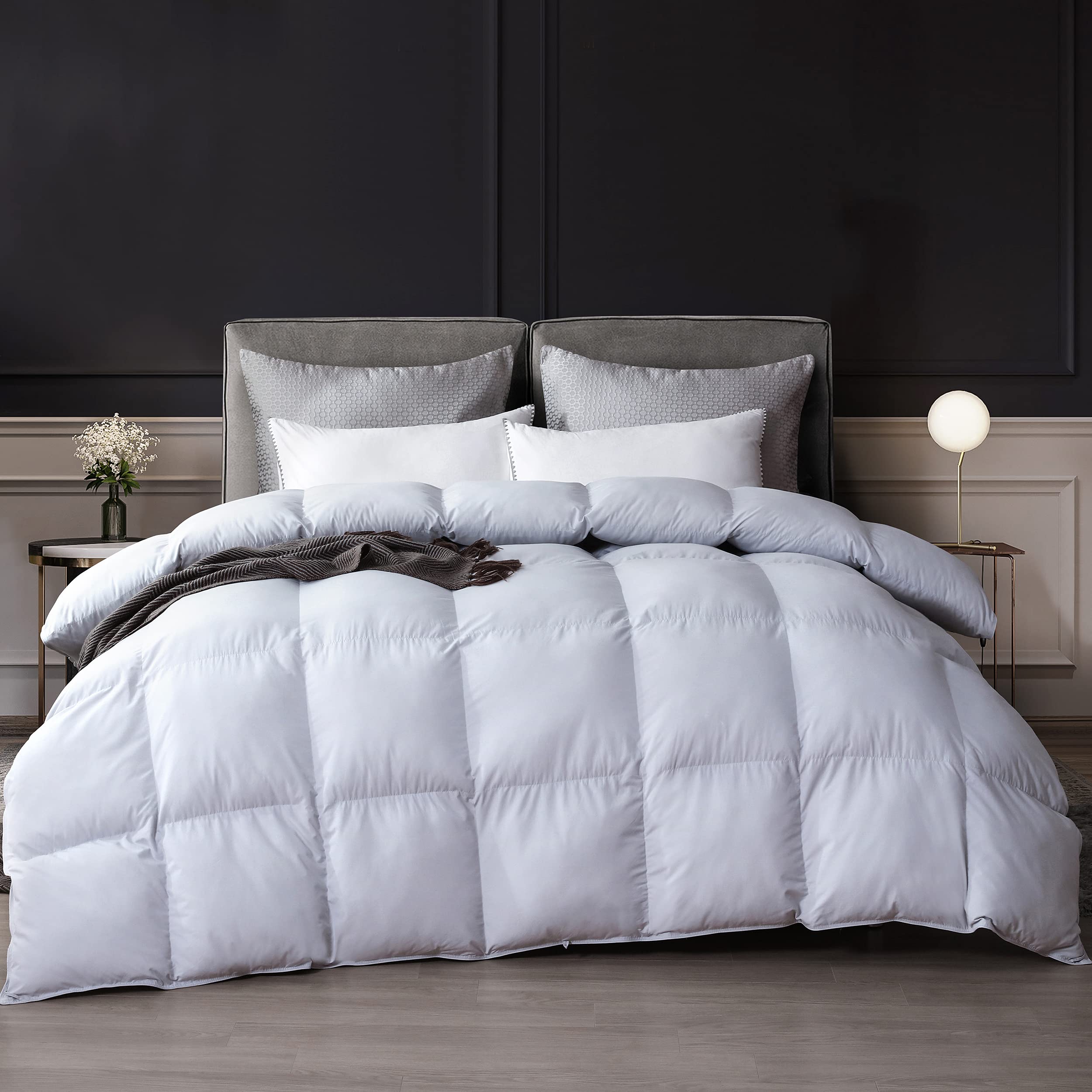 Luzern Goose Down and Feather Comforter All Year Around Pewter Color King Size Duvet Insert-Extreme 