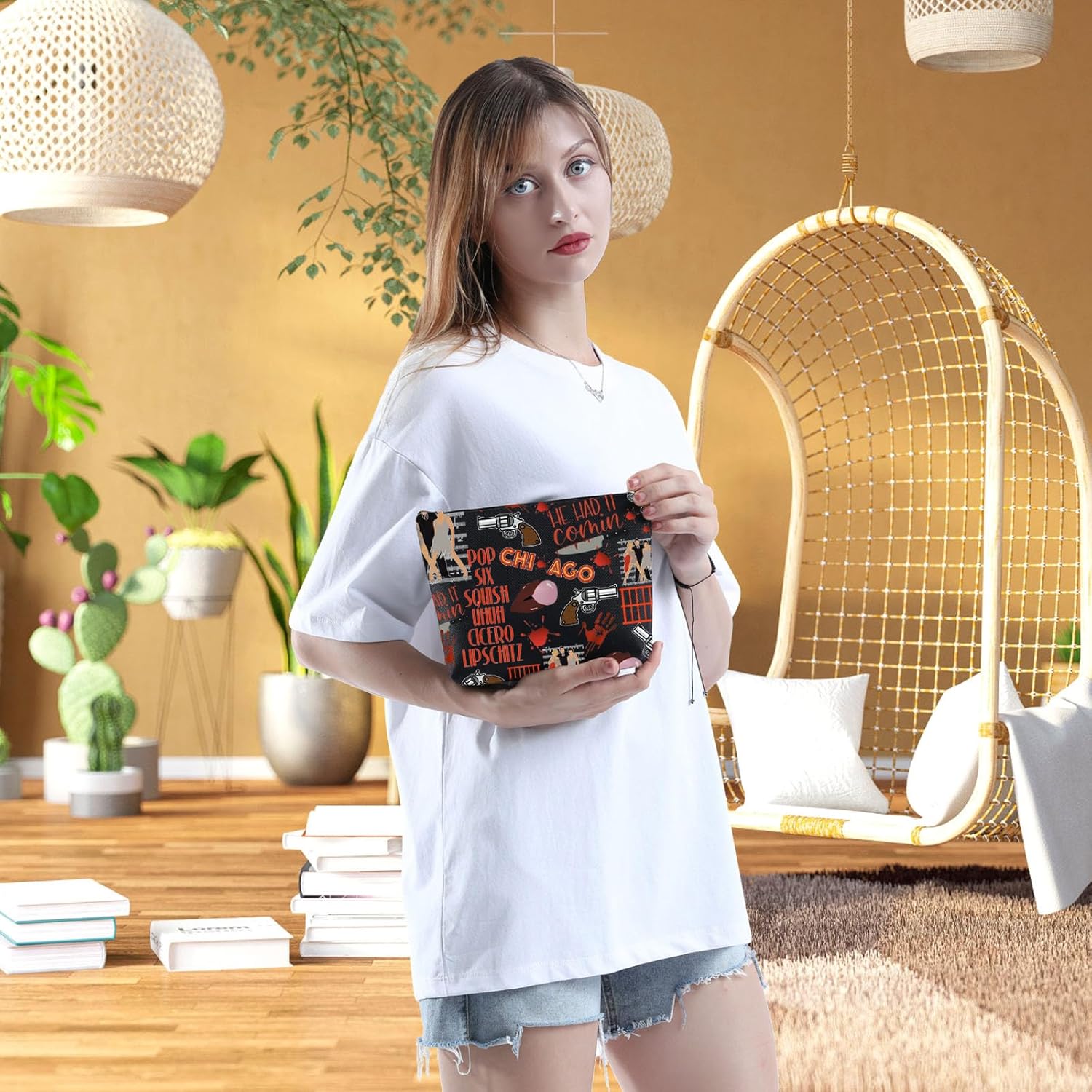 WCGXKO Musical Gift Musical Inspired Gift Six Squish Uh Uh Cicero Lipschitz Cosmetic Bag (Chi Music) - Image 5