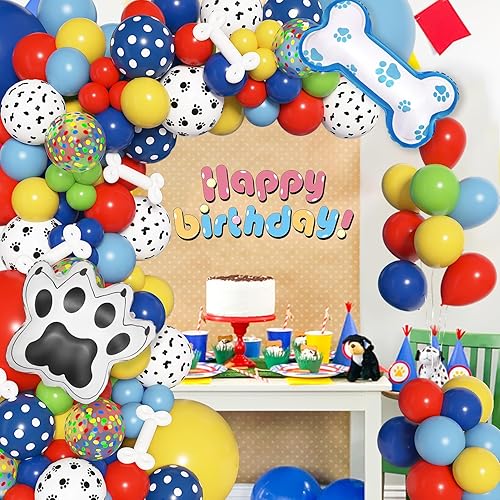 Miniatura 5 de Amandir Kit de arco de guirnalda de 155 globos con globos de pata de perro con impresión de hueso de perro en papel de aluminio, globos de pata de