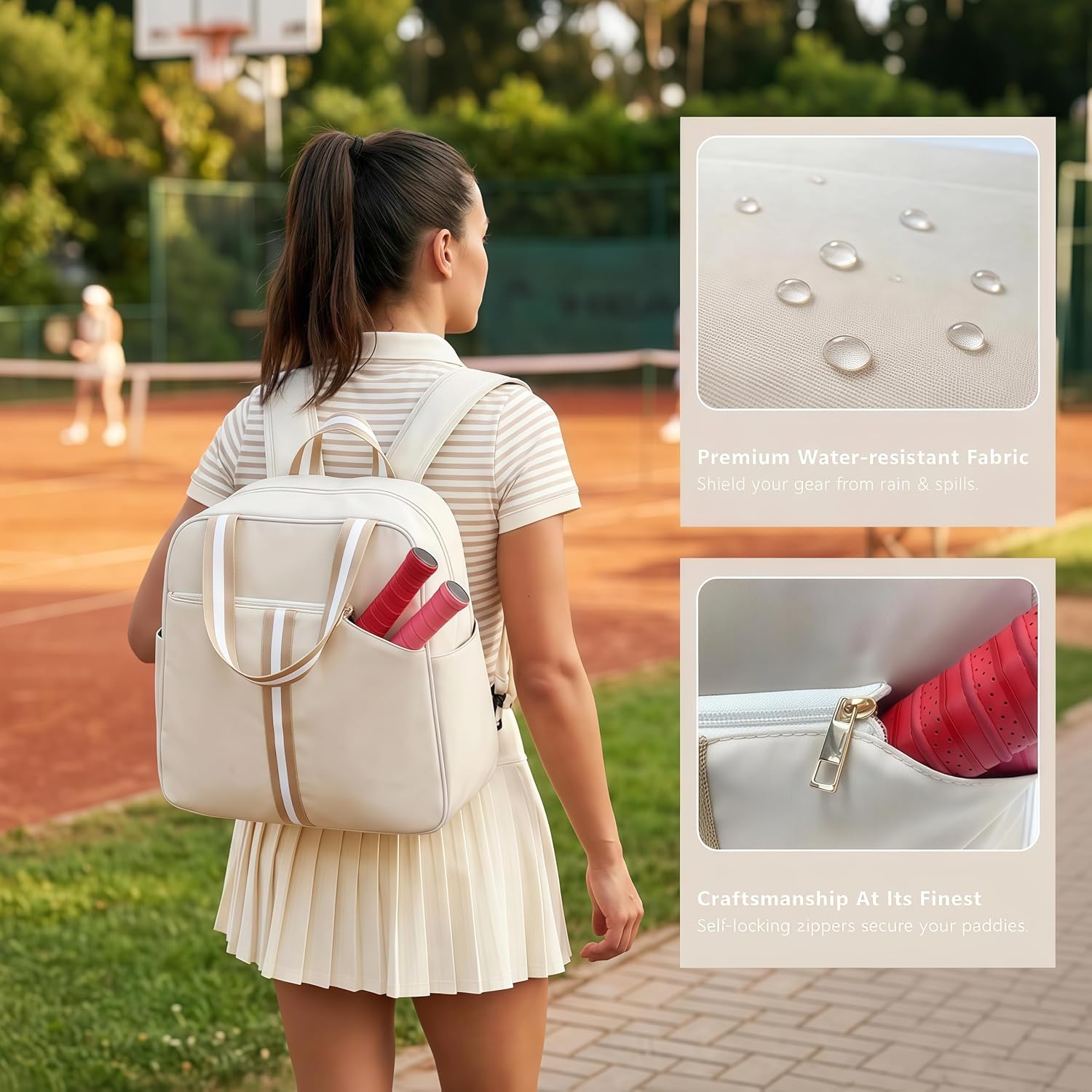 Pickleball Bag for Women Men, Large Pickleball Backpack with Shoe Compartment, Pickle Ball Bag with Paddle Cover Pocket Holds 2 Paddles