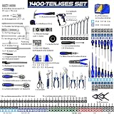 MASKO® Tool Box 969 Pieces Filled | Tool Set in Aluminium Case | Tool Box with Wheels | Tool Box Household, Home, Hobby, Car | Trolley Function | Professional Tool Trolley Hand Tool - 3