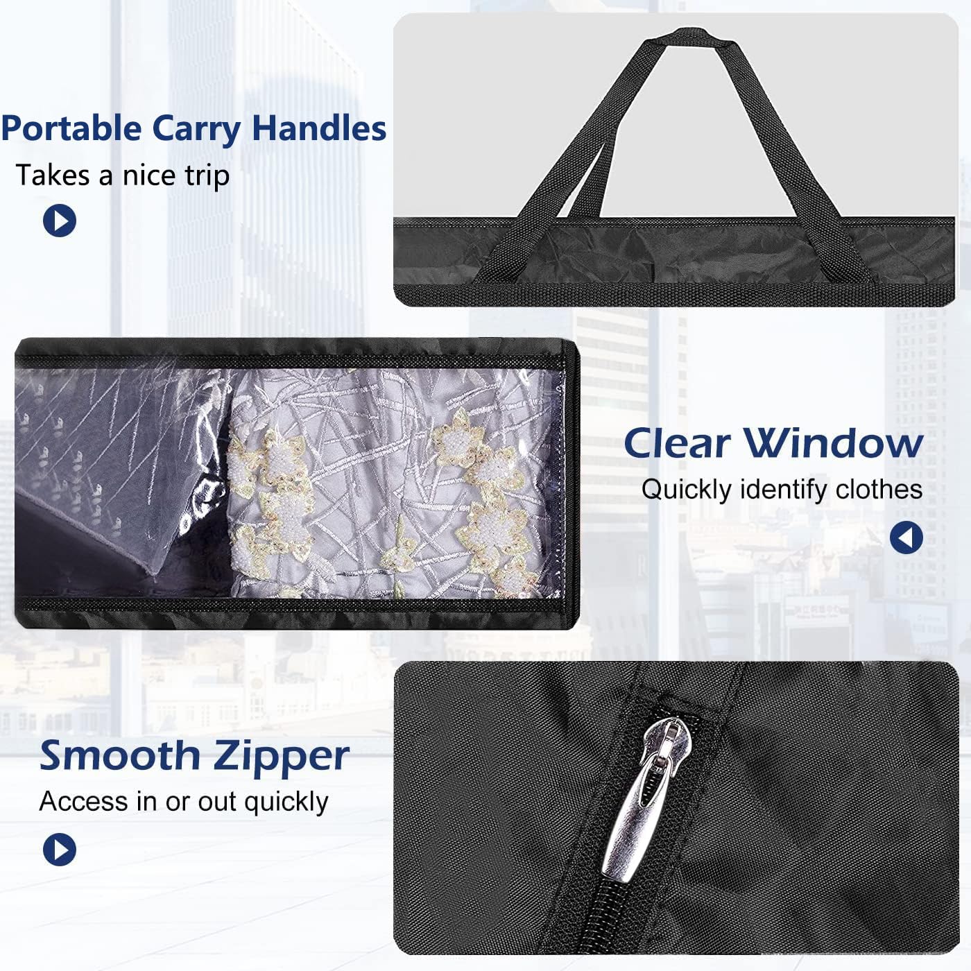 MISSLO Sacchetti Porta Abiti Da Viaggio 137 Cm - Impermeabili, Antipolvere, Con Finestra Trasparente - Confezione Da 2, Nero