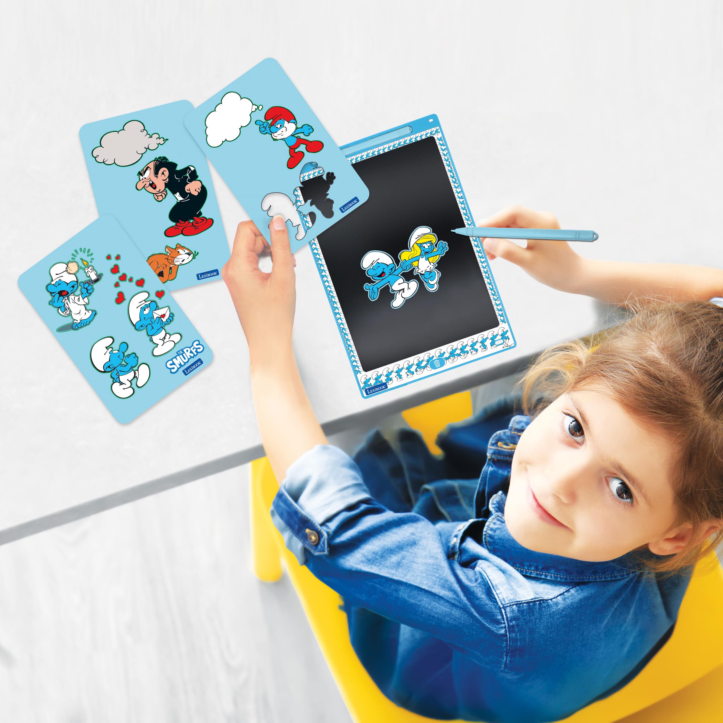 LEXIBOOK, The Smurfs, Magic Slate, Artistic and creative toy for girls and boys Multicoloured drawings, 28 cm screen - Image 3