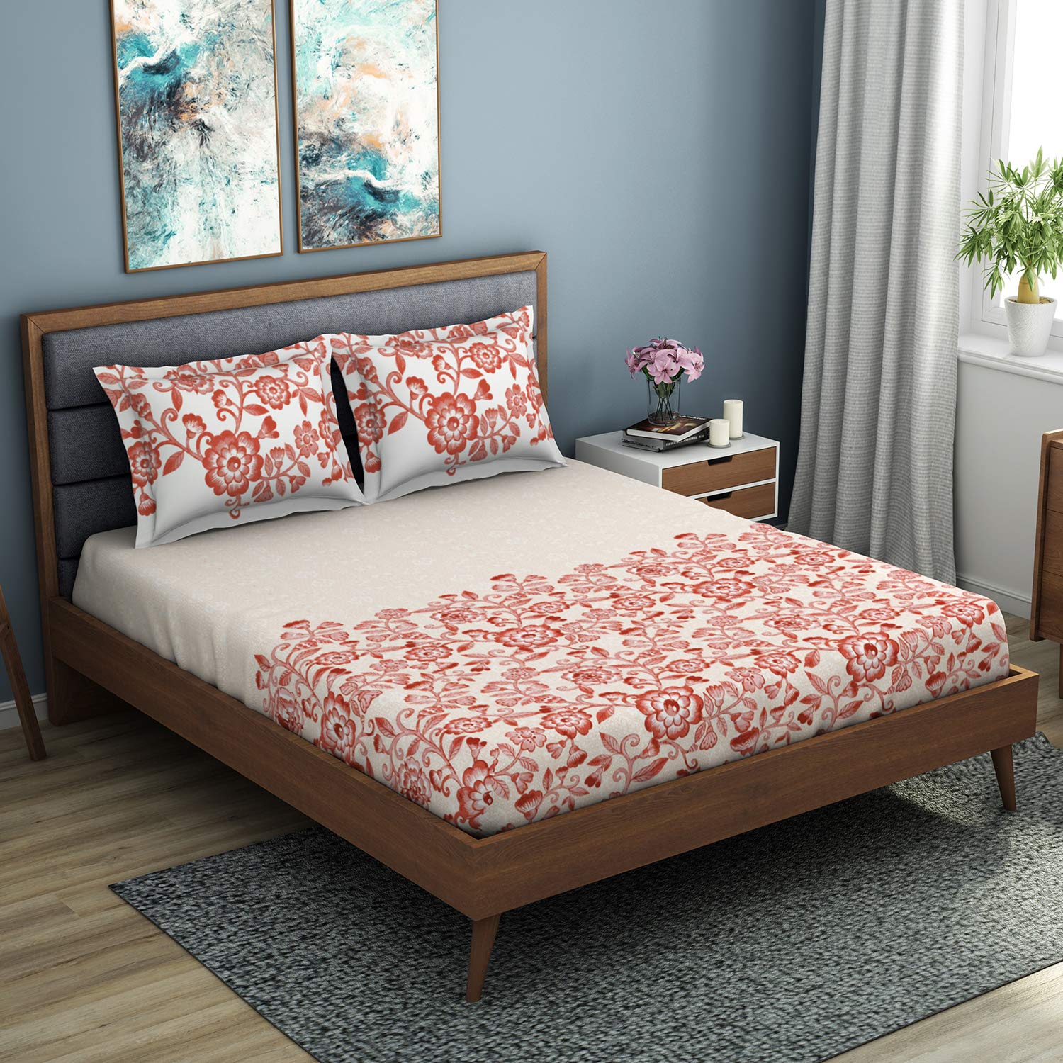 Spaces Esential 144 Large Bed Sheet 144 TC 100% Cotton, Rust (1050869)