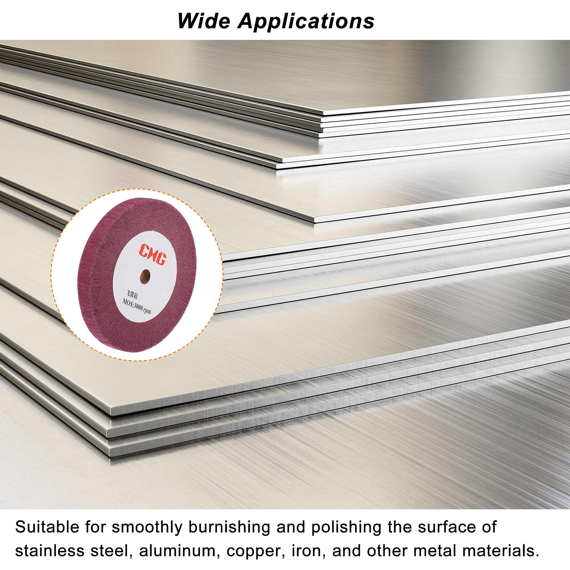 sourcing map Roue à lamelles abrasives pour acier inoxydable, cuivre, 200 mm x 25 mm, grain 320