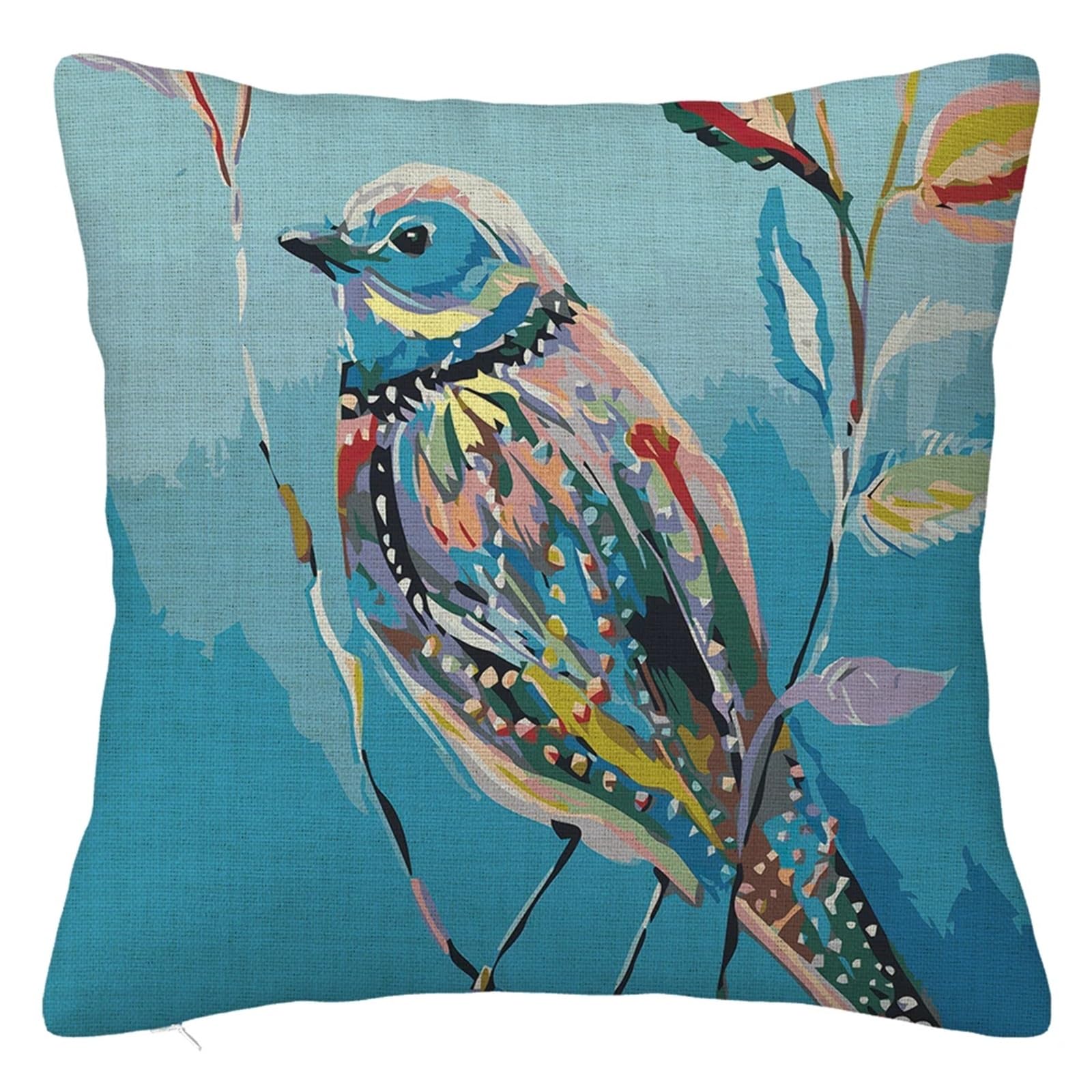 SHBHWS Branch Bird Flower Linen Pillowcase Sofa Cushion Cover Home Decoration 40x40 50x50 60x60 45x45 For Living Room Sofa(Color 19,450mm*450mm)