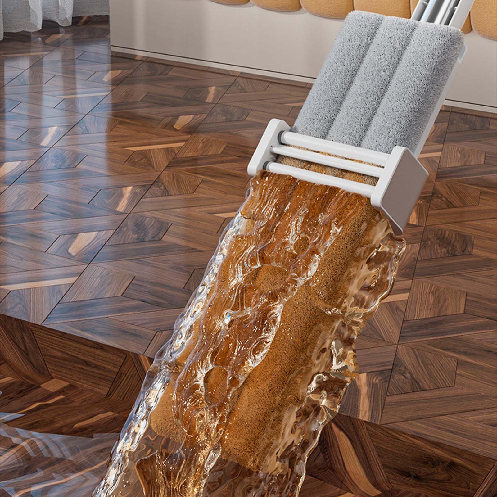 Limpiador De Suelos con Mopa Microfibra, Fregona Lavable Reutilizable para Casa, Mopa Fregona Absorbente con Mango Regulable, Ideal para Cocina Baño Baldosas Y Suelos Lisos