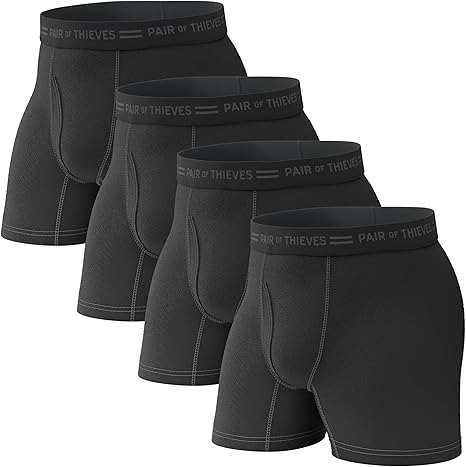 Pair of Thieves Soft Cotton Boxer Briefs for Men Pack (4 & 8 Pack) - Tagless Mens Underwear for All-Day Comfort and Support