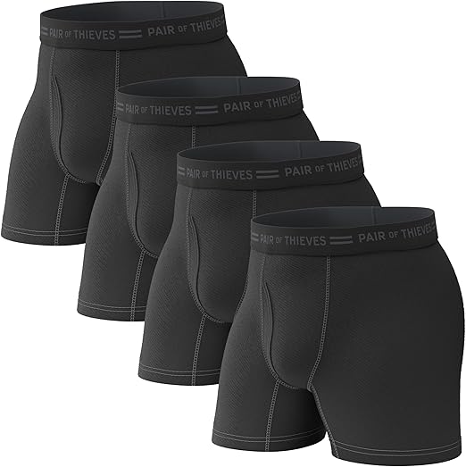 Pair of Thieves Soft Cotton Boxer Briefs for Men Pack (4 & 8 Pack) - Tagless Mens Underwear for All-Day Comfort and Support