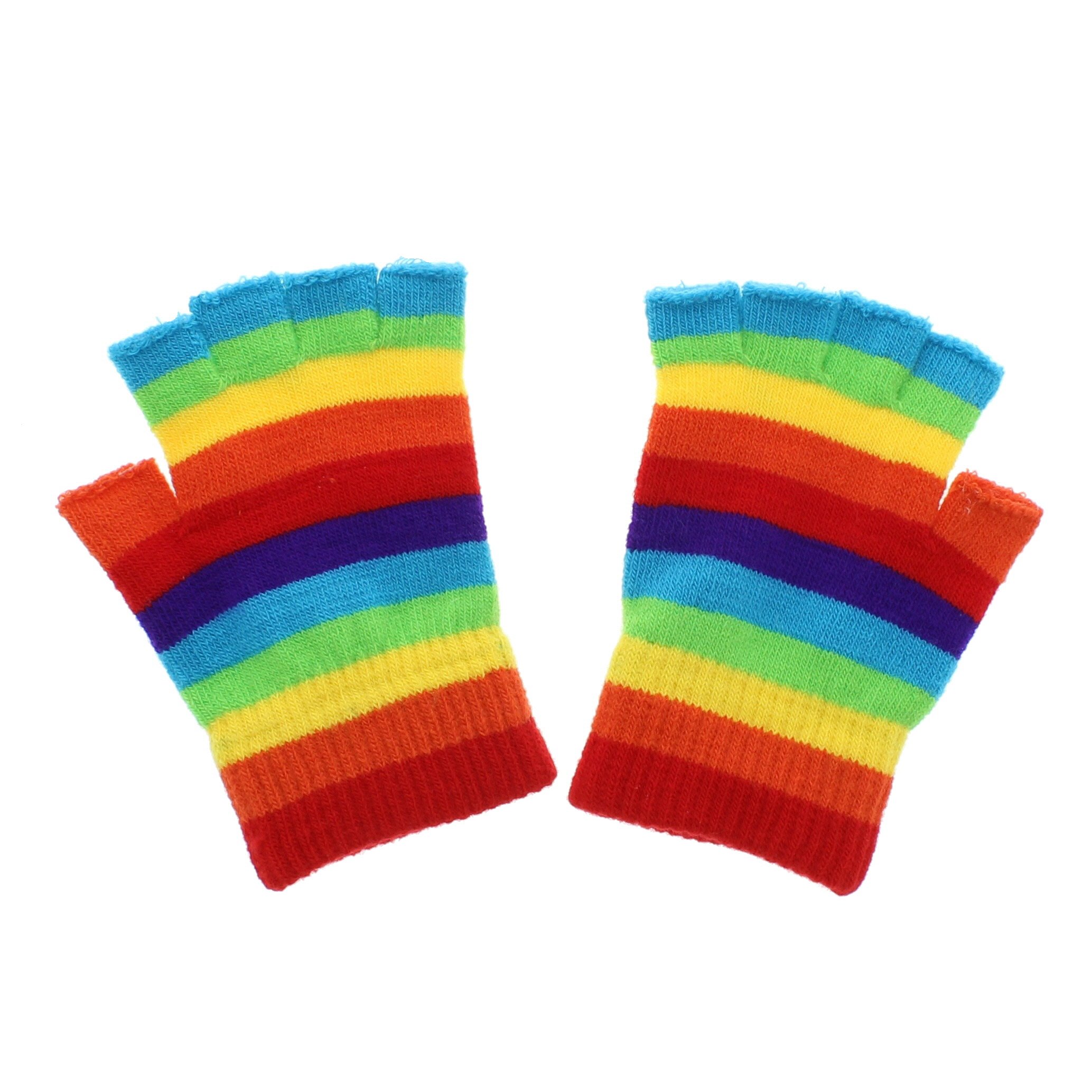 Zac's Alter Ego Unisex Multicoloured Rainbow Stripe Fingerless Gloves