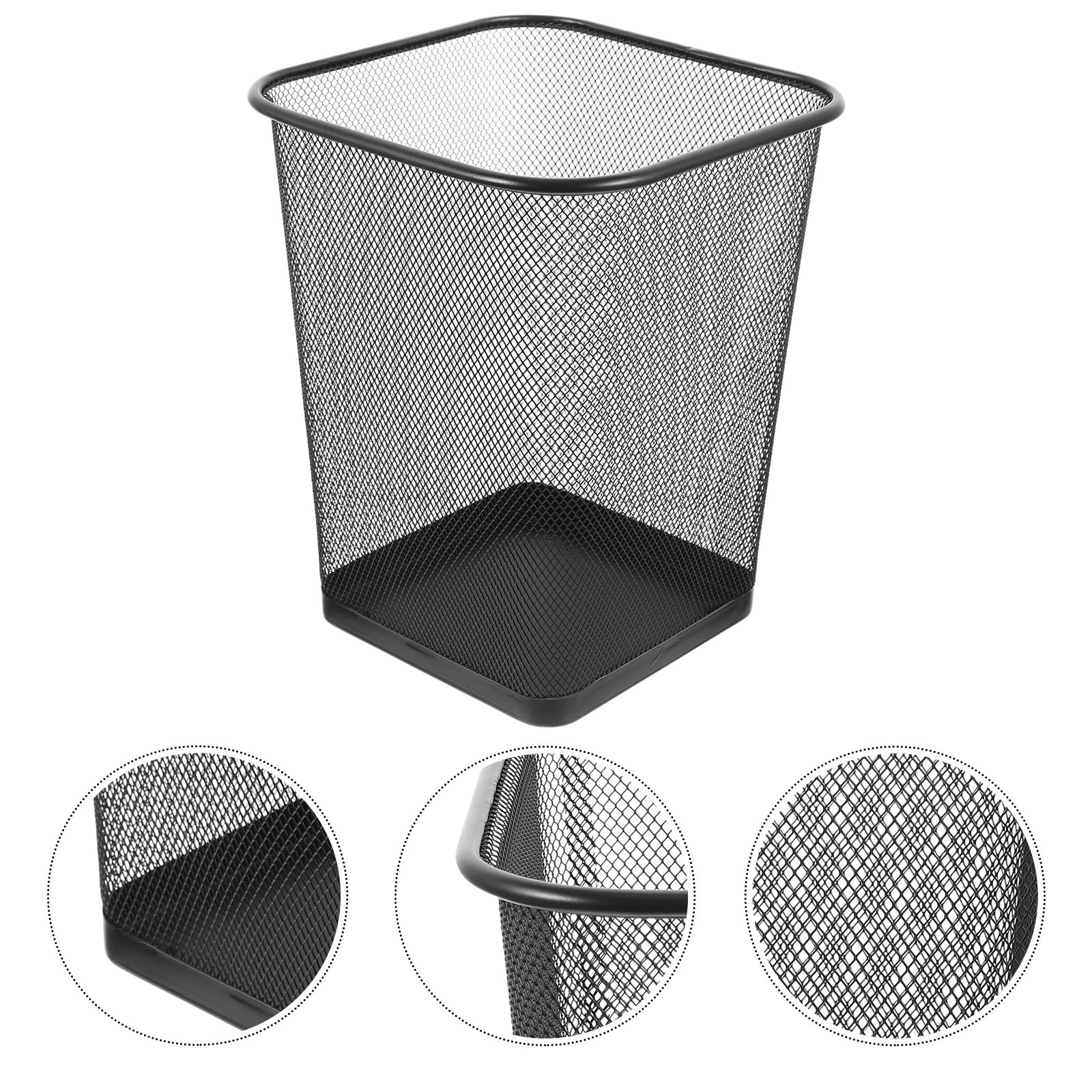 PLAFOPE Papelera de Alambre de Hierro Negra Malla Ventilada para Oficina