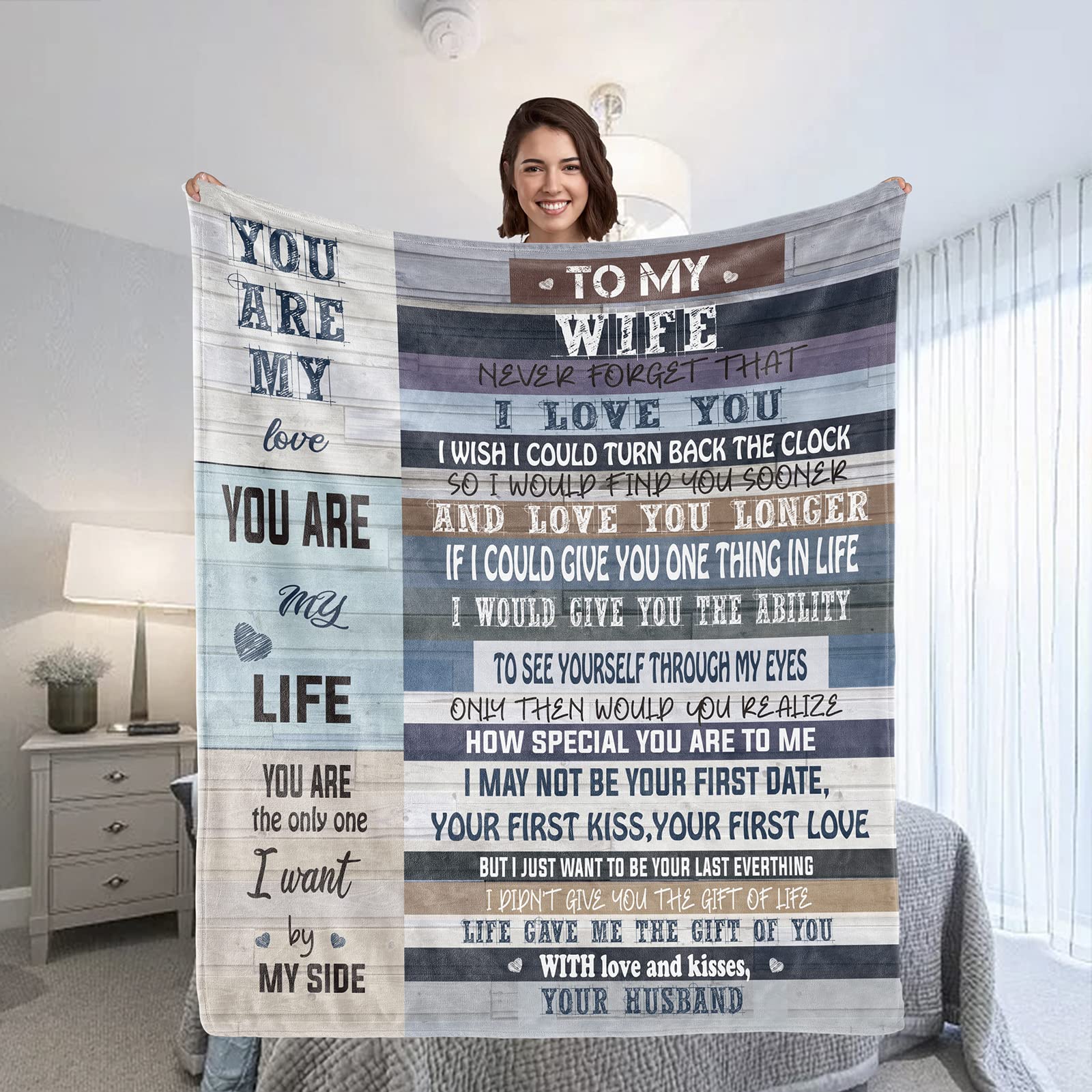 Photo 1 of WSYEAR Gifts for Wife-Valentines Day Gifts for Her,Wife Birthday Gift Ideas, Wedding Anniversary Romantic Gifts for Her,Wife Blanket 60X50 Wife Gifts 60"x50"