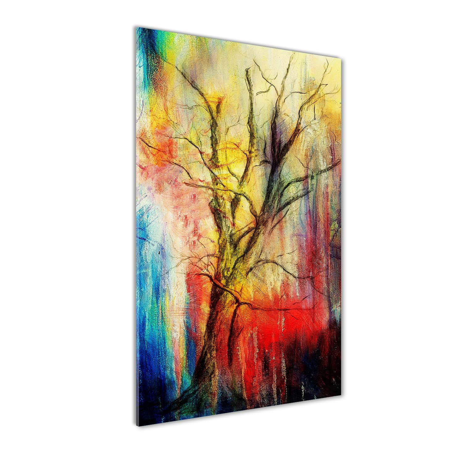 Image sur verre 70x140cm deco murale salon tableau arbre abstrait Tulup