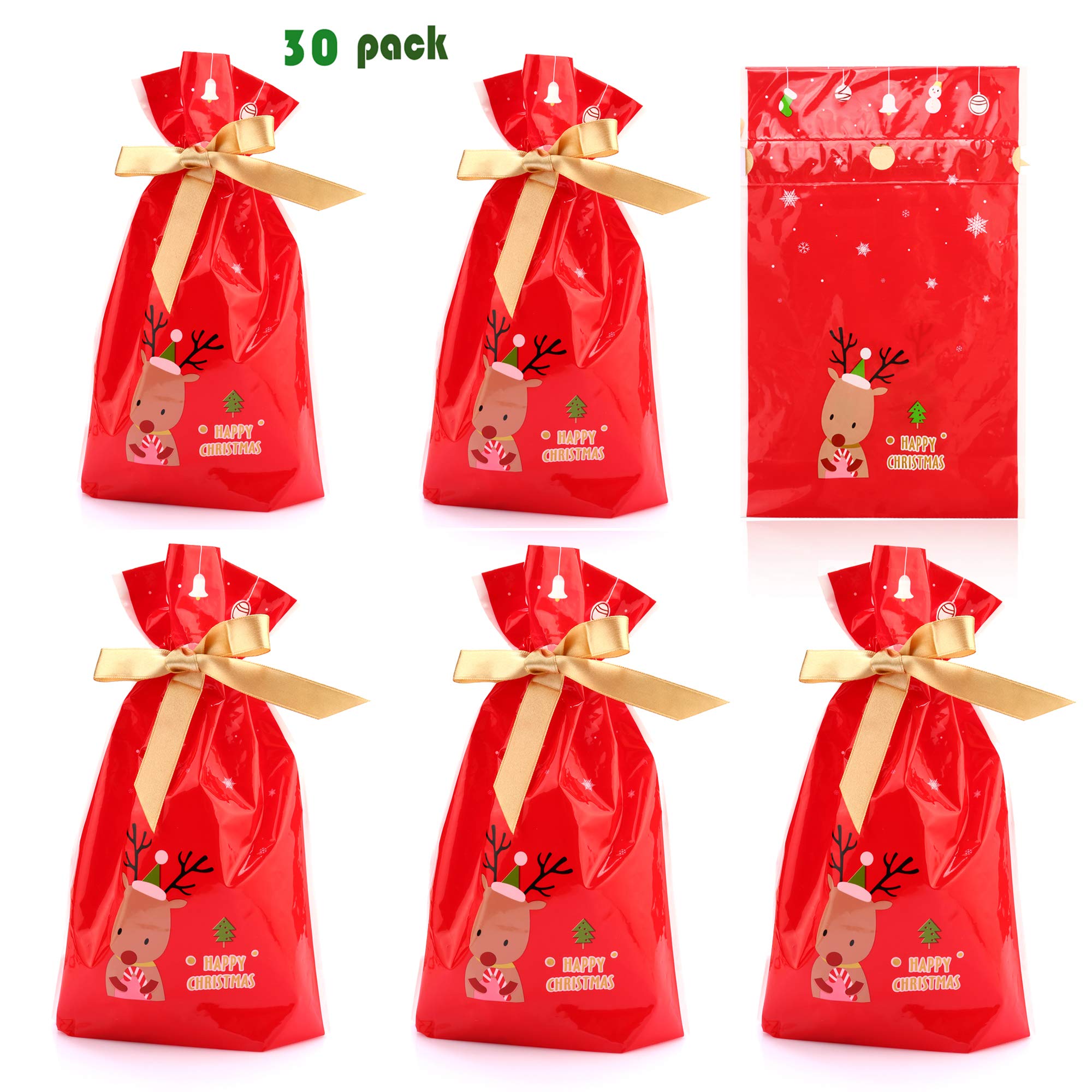 Konsait Christmas Drawstring Candy Bag Gift Treat Cookie Pouch Goody Bags Xmas Accessories Santa Sack for Christmas Party Bag Fillers Party Decoration