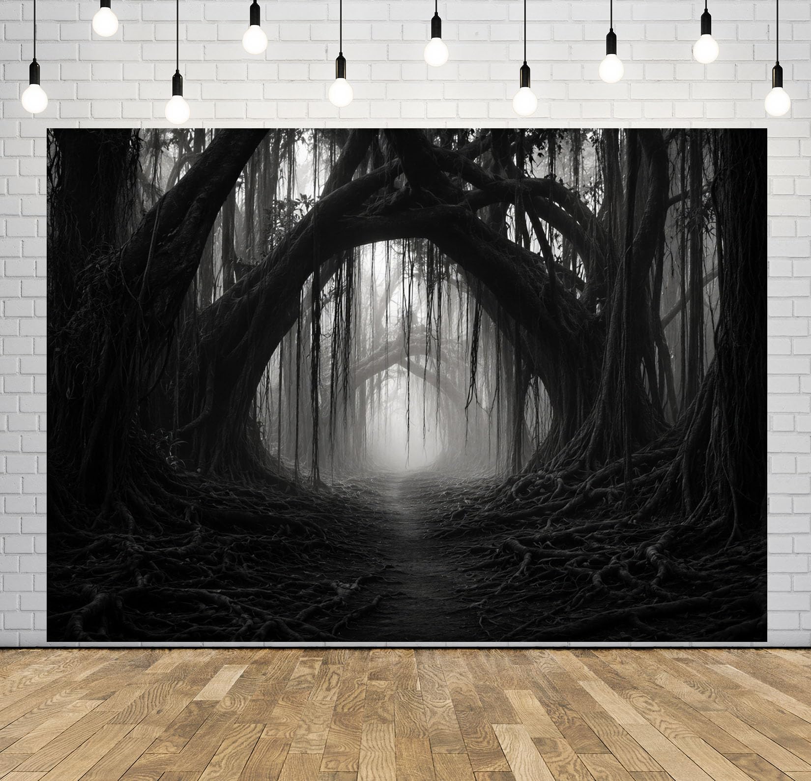 10x8FT (3x2.5m) Tunnel Foresta Bianco E Nero Sfondo Fotografico