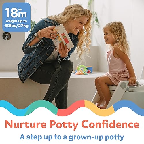 Miniatura 5 de Nuby Step Ladder - Asiento de inodoro para niños pequeños, asiento de inodoro todo en uno con escalera para niños de 18 meses en adelante, color rosa