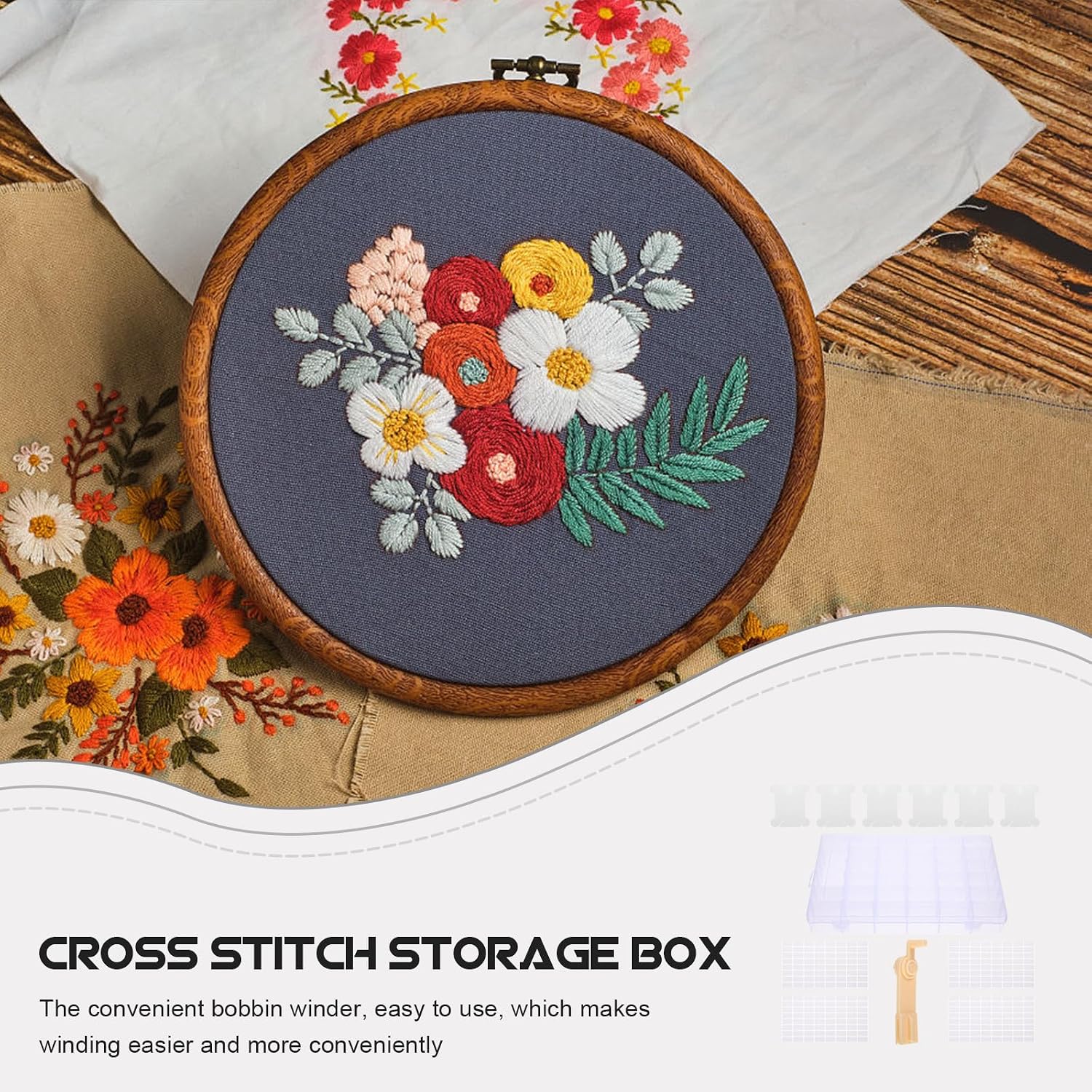 36 Embroidery Labels Organizer with Compartments Floss Box