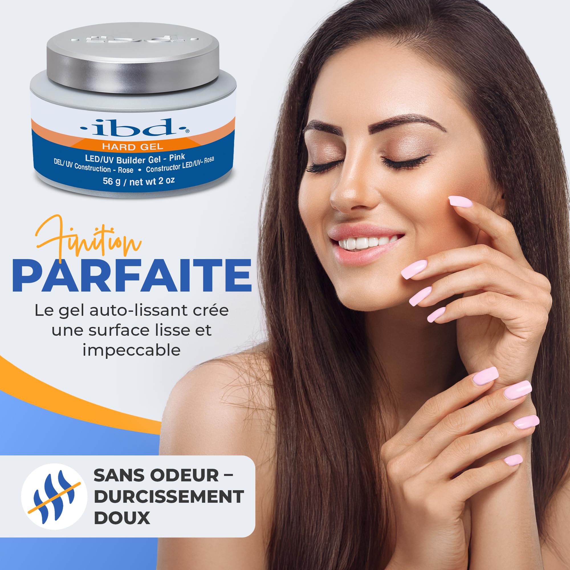 IBD Hard Gel - LED/UV Builder Gel Pink, 1 paquet (1 x 56 g) - MADE IN USA - Construction d'ongles à la maison - sans rendez-vous et sans salon de manucure bruyant