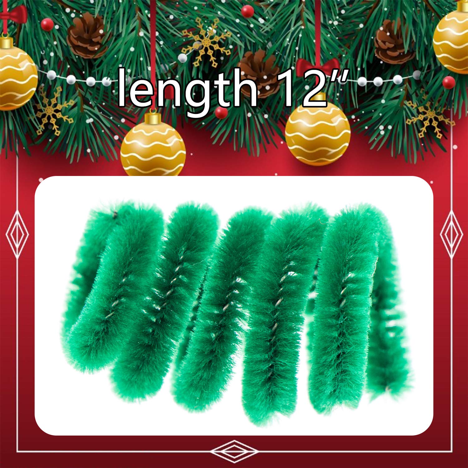 Waycreat 200 Pieces Pipe Cleaners Dark Green Chenille Stem for DIY Art Craft Decorations (6mm x 12 Inch), D:Dark Green,200PCS - Image 2