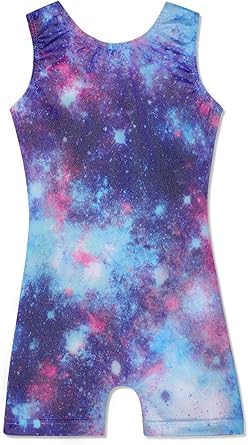 Leotards for Girls Gymnastics Toddler Dance Biketards Mermaid Unicorn Athletic Dance Wear Shiny Rainbow Blue Hotpink