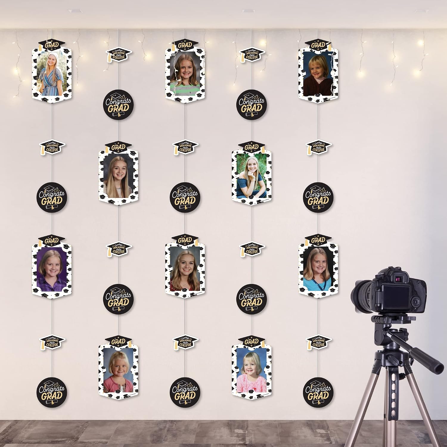 Big Dot of Happiness Hello College - Graduation Party Vertical Photo Garland 35 Pieces