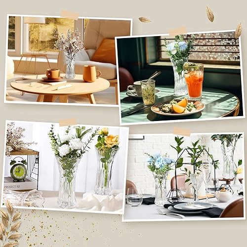 Miniatura 6 de SiliFine 3 jarrones de vidrio grueso, 9.5 pulgadas de alto x 5 pulgadas de ancho, jarrón de vidrio grande, cilíndrico alto, florero decorativo