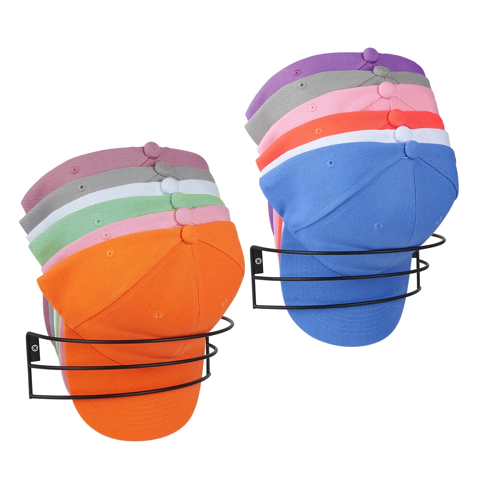 Photo 1 of Hat Racks for Baseball Caps Wall Mount, 2 Packs Metal Hat Organizers for Baseball Caps, Hat Storage Cap Holder Up to 30 Hat Hangers Hat Holder Black