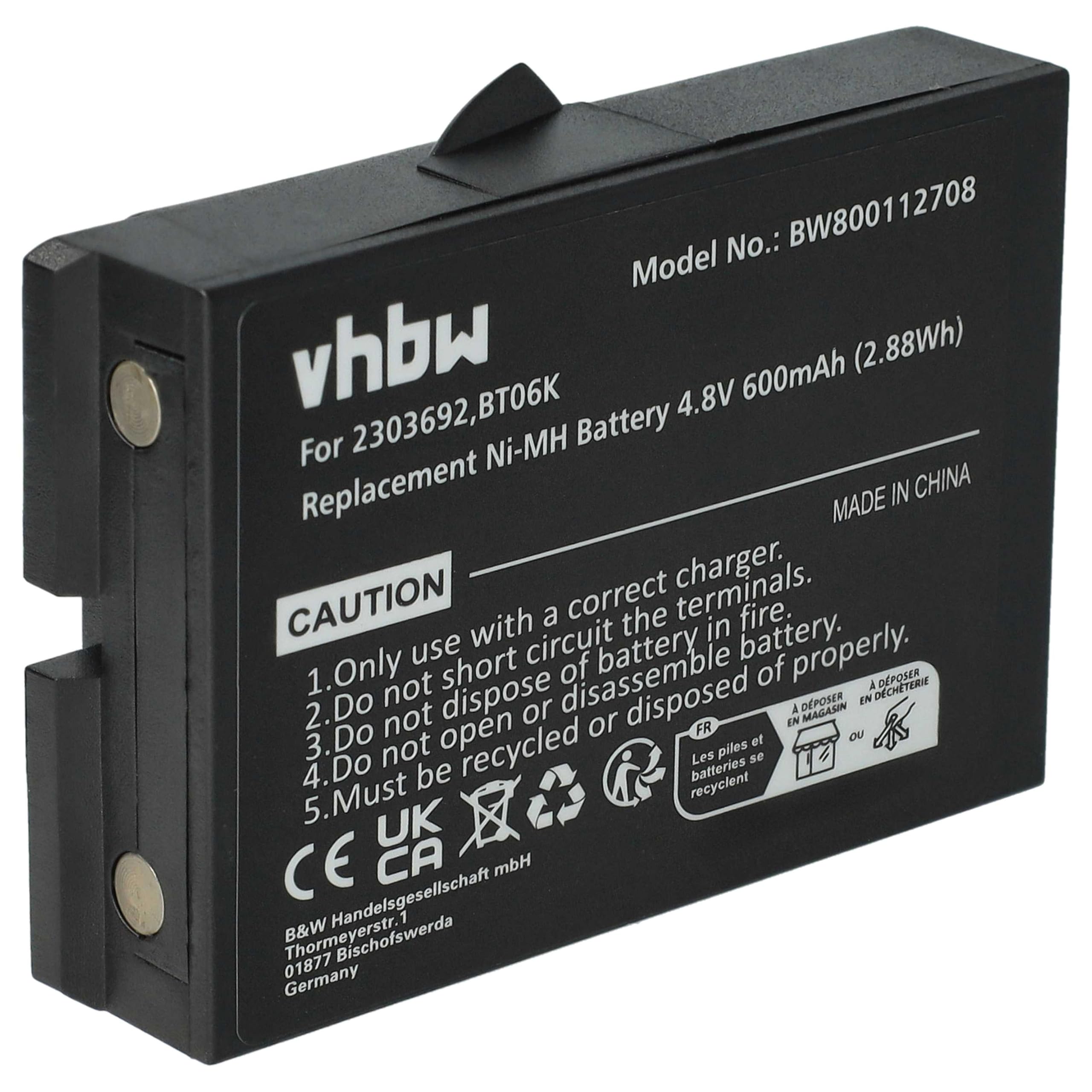 Danfoss BT06K batteria sostituisce radiocomando industriale 600mAh 4,8V NiMH nero