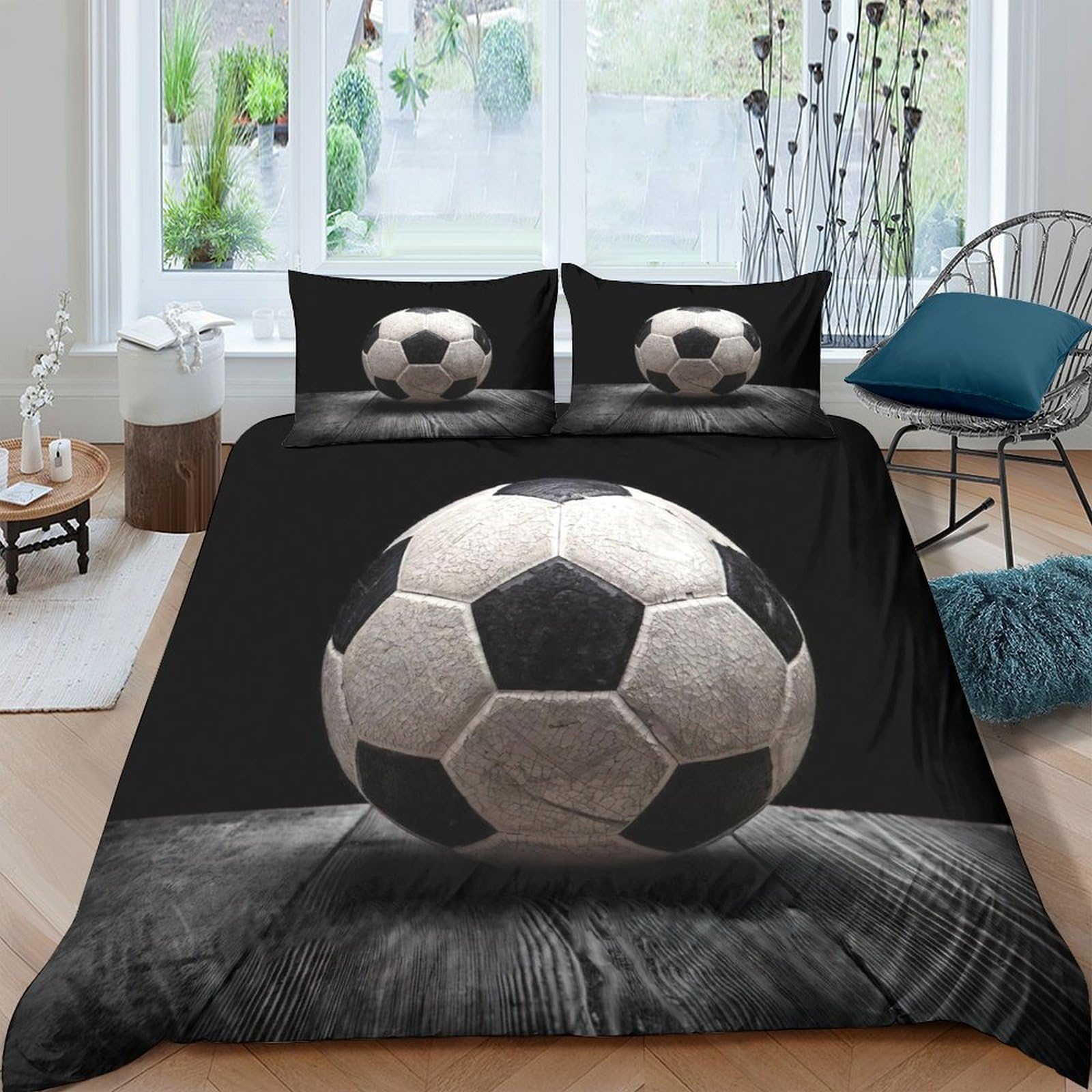 Ctjqhvkz Style-9 3D Printed Football Theme Fitted Sheet Microfiber Soft Breathable Soccer Bed Cover For Bedroom Dorm Room Decor Single（135X200cm）