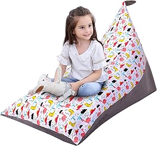 Camidy Funda para silla de puf de peluche, organizador de juguetes de peluche, portátil, plegable, para niños, adolescentes, adultos, 30 x 50 x 30 cm